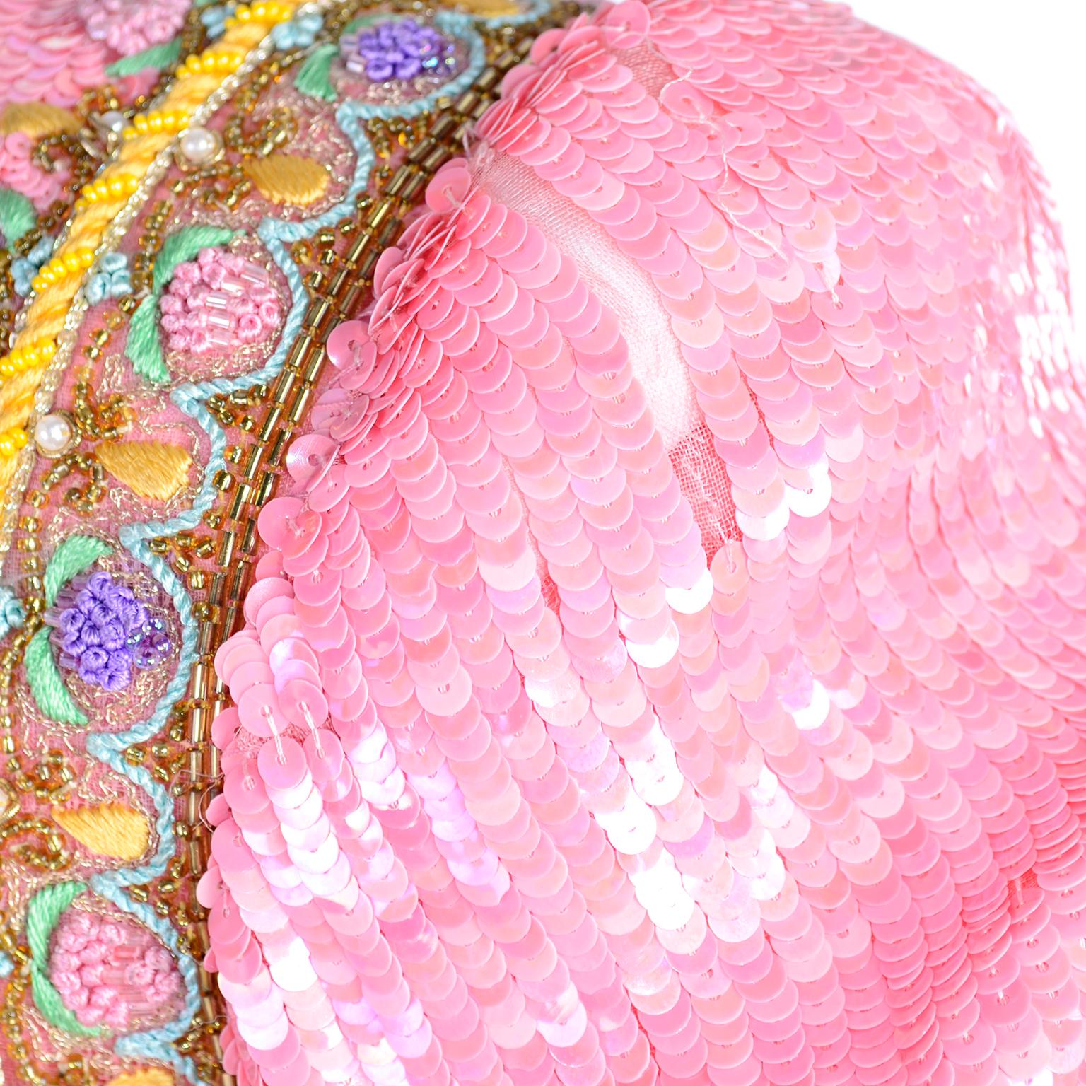 Richilene Pink Chiffon Vintage Dress w/ Beaded Sequined Bodice & Cropped Jacket 4
