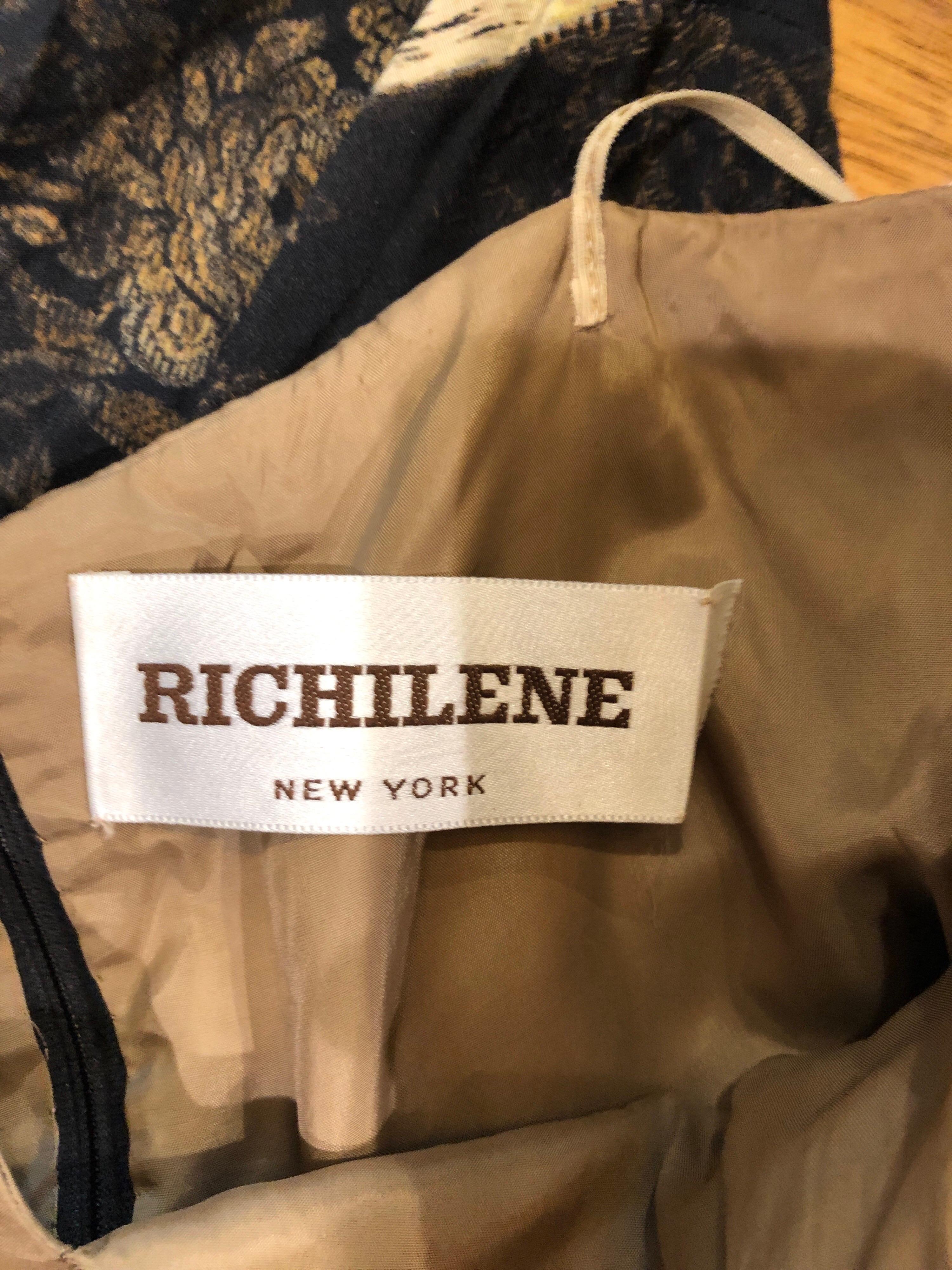 Vintage Richilene Size 12 / 14 Silk Chiffon Cut Velvet Long Sleeve Evening Gown For Sale 7