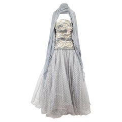 Richilene Women's Grey Strapless Beaded Gown & Shawl
