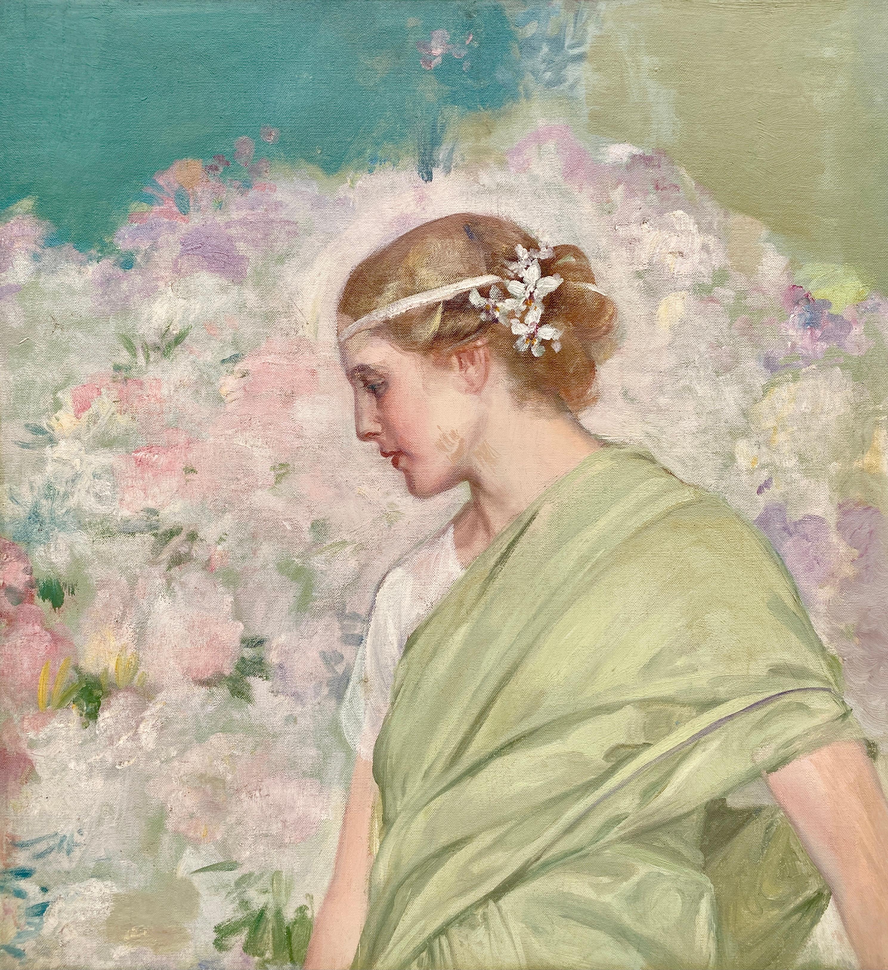 Portrait romantique, Herman Richir, Bruxelles 1866 - 1942, Peintre belge - Painting de Richir Herman