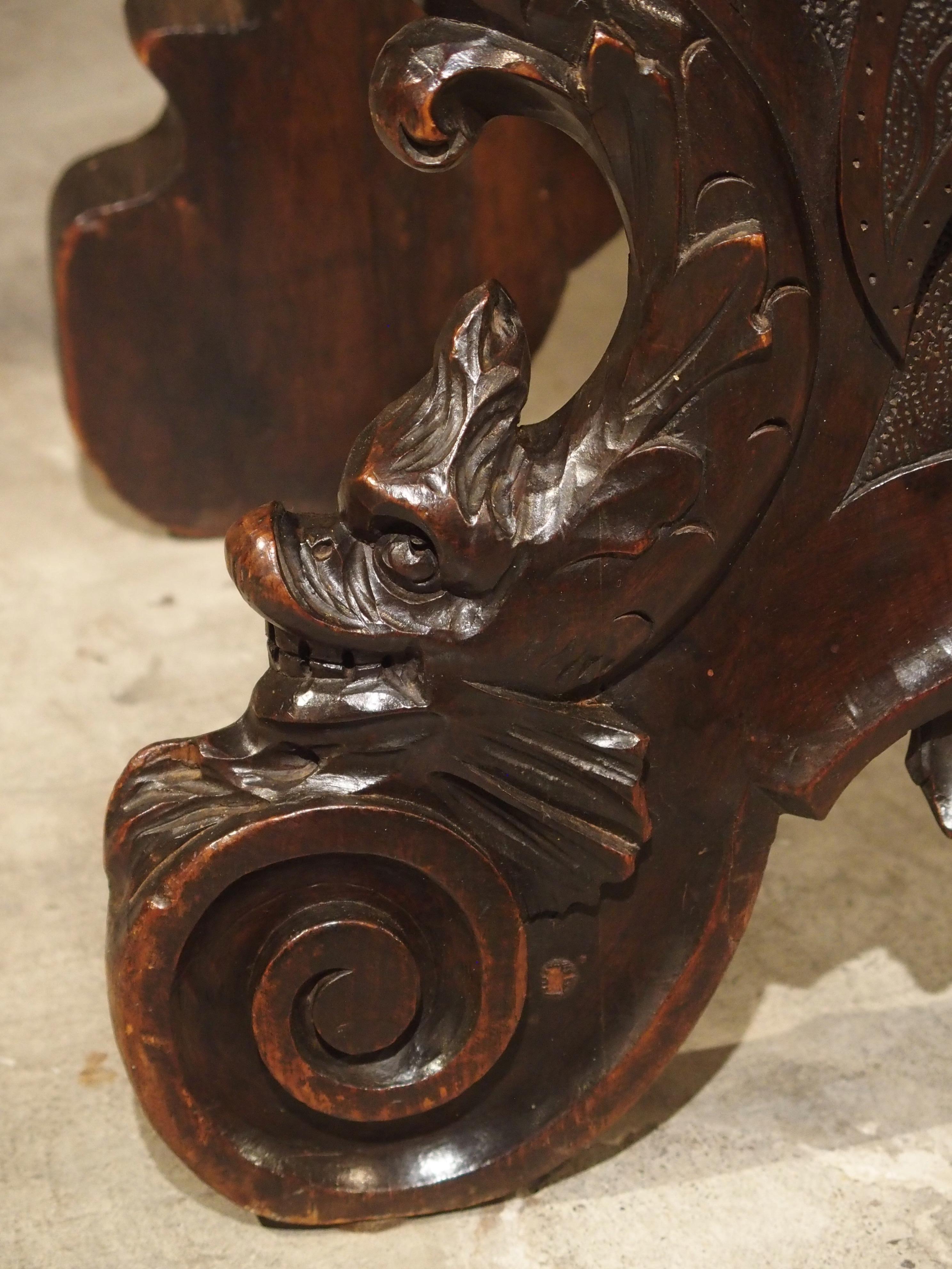 Richly Carved 19th Century Escabelle Chair from Switzerland 4