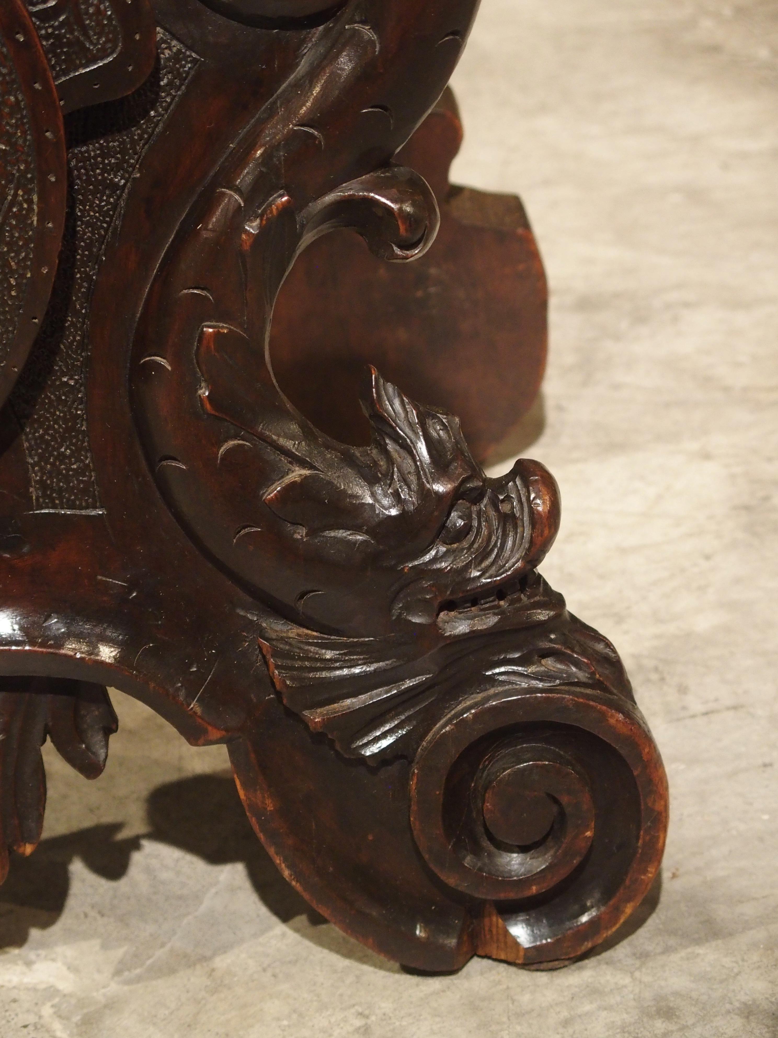 Richly Carved 19th Century Escabelle Chair from Switzerland 6