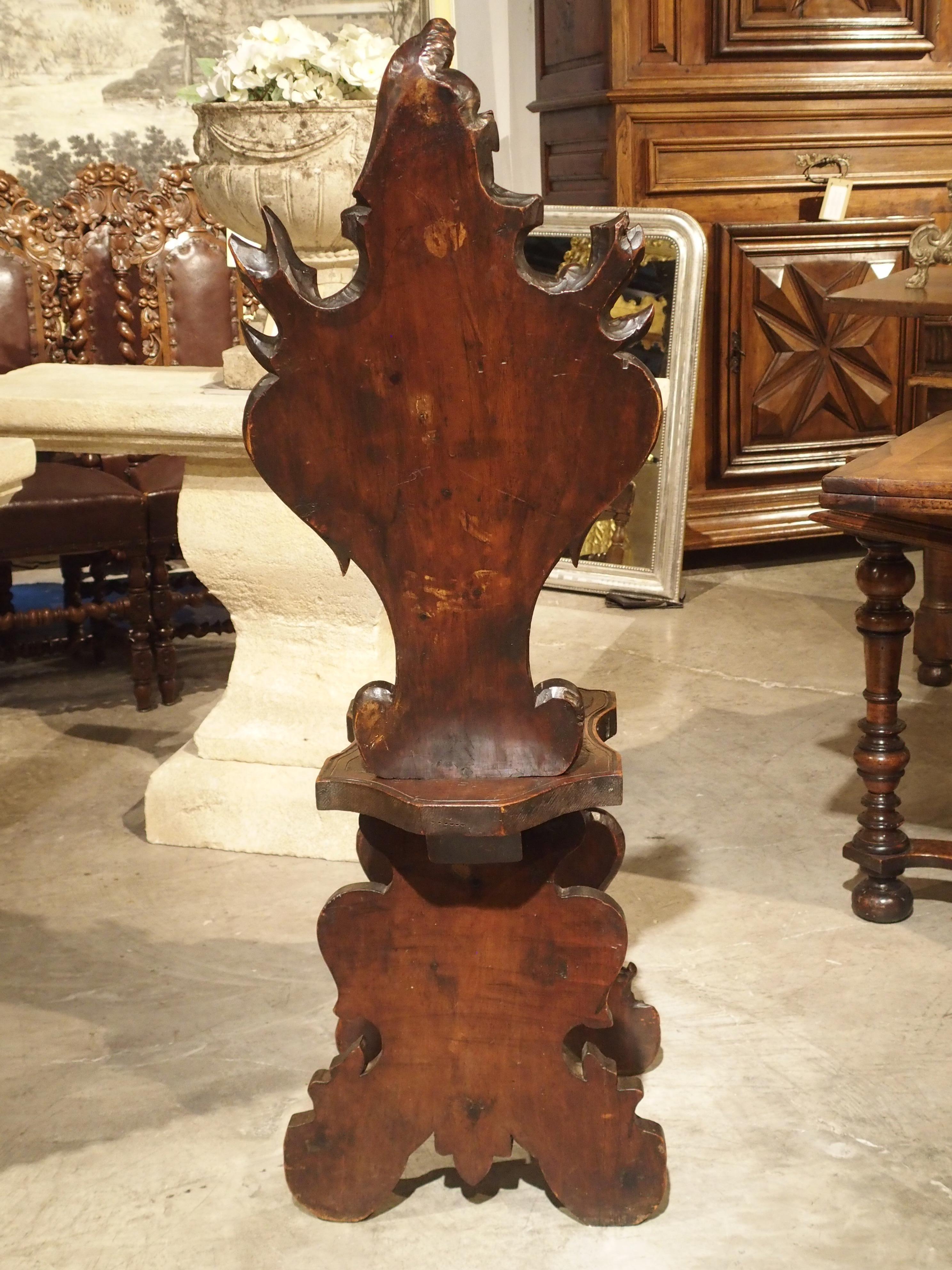 Richly Carved 19th Century Escabelle Chair from Switzerland 9