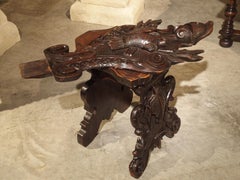 Richly Carved 19th Century Escabelle Chair from Switzerland