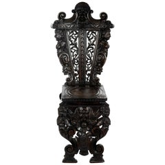 Chaise Sgabello italienne du 19ème siècle richement sculptée, vers 1870