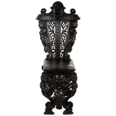 Richly Carved 19th Century Italian Sgabello Chair, circa 1870