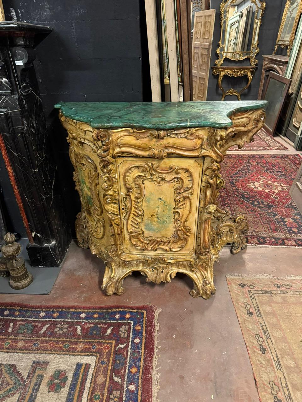 Richly carved and painted sideboard credenzas, Italy For Sale 4