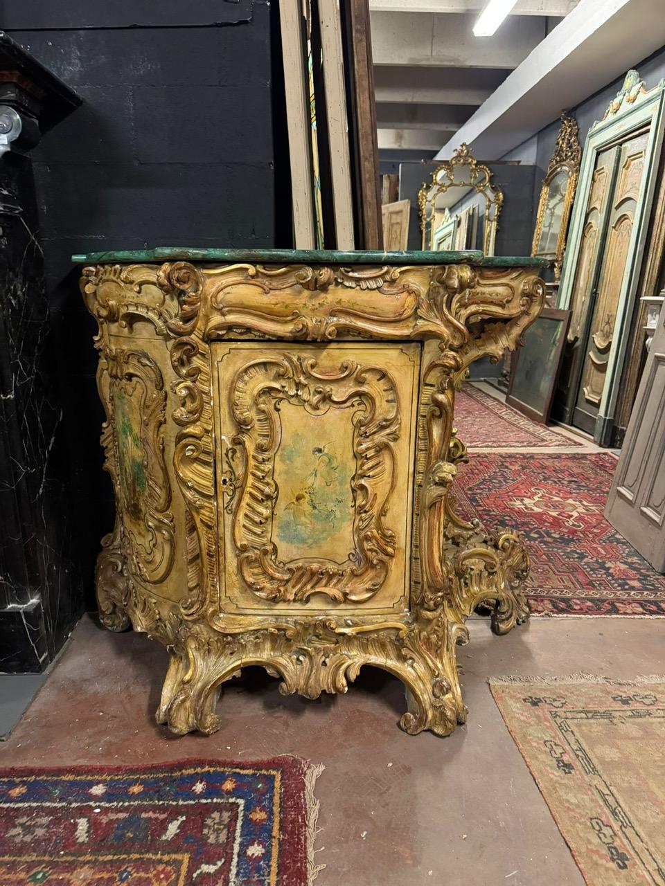 Richly carved and painted sideboard credenzas, Italy For Sale 5