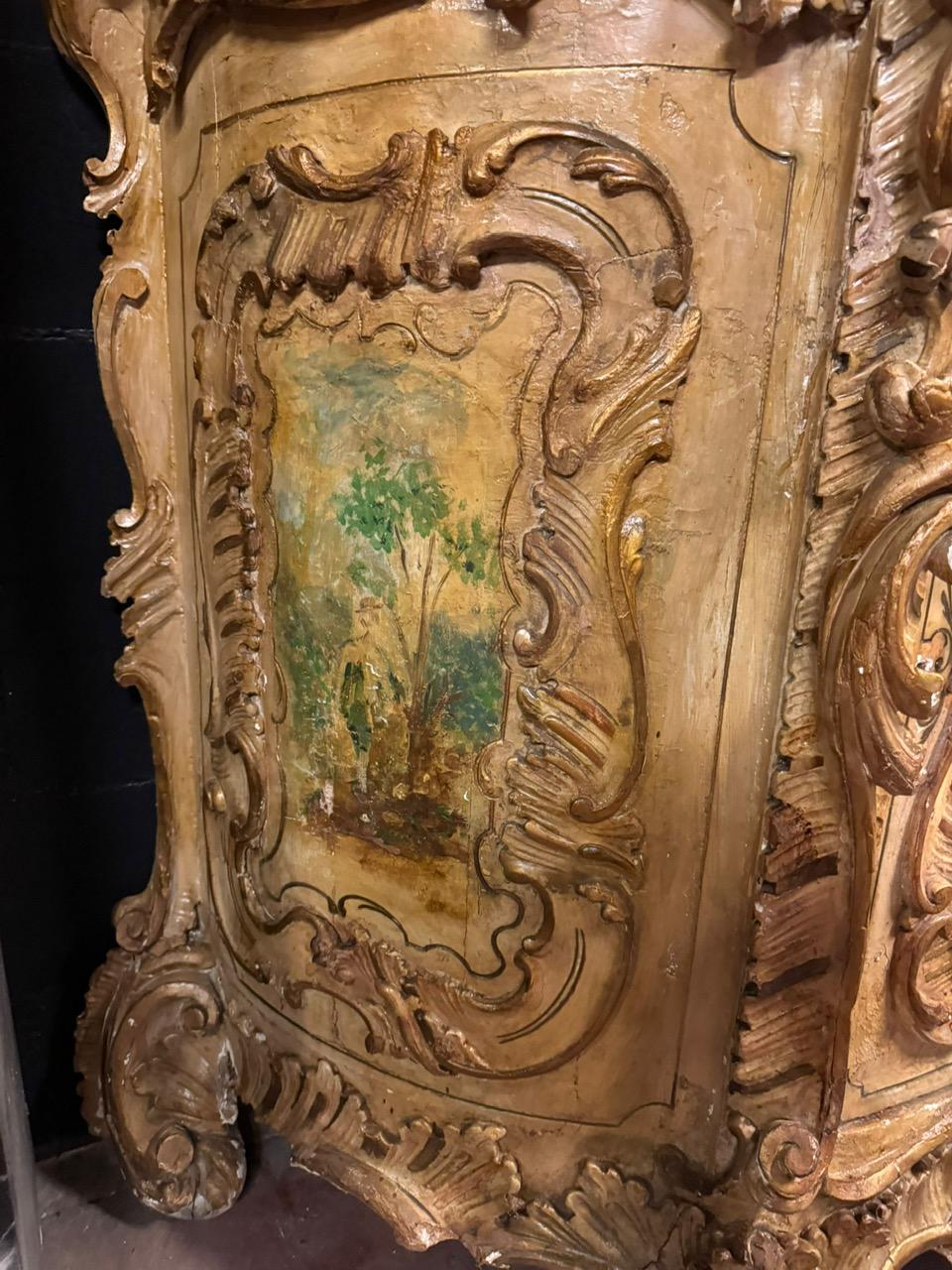 Hand-Carved Richly carved and painted sideboard credenzas, Italy For Sale