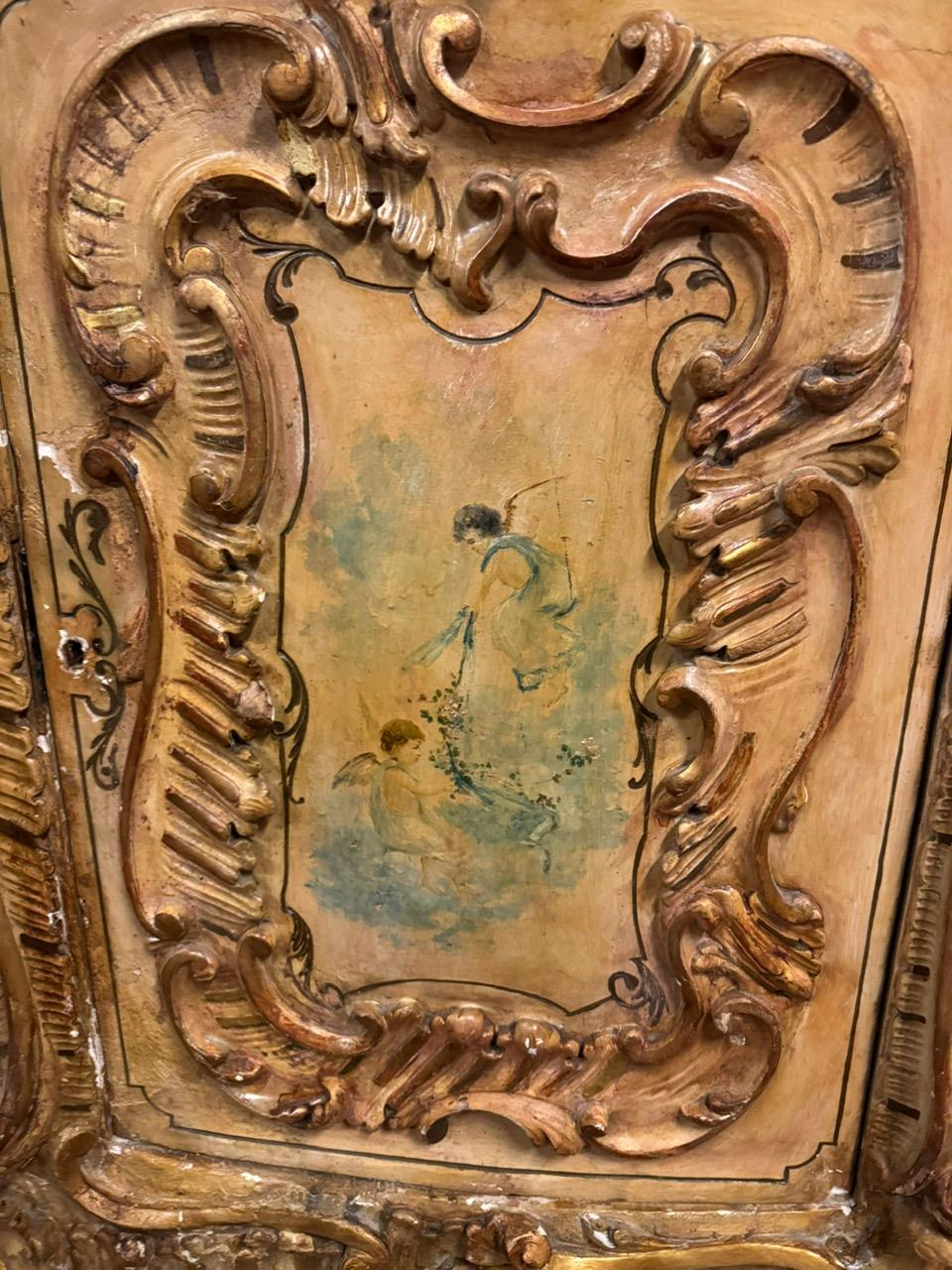 Richly carved and painted sideboard credenzas, Italy In Good Condition For Sale In Cuneo, Italy (CN)