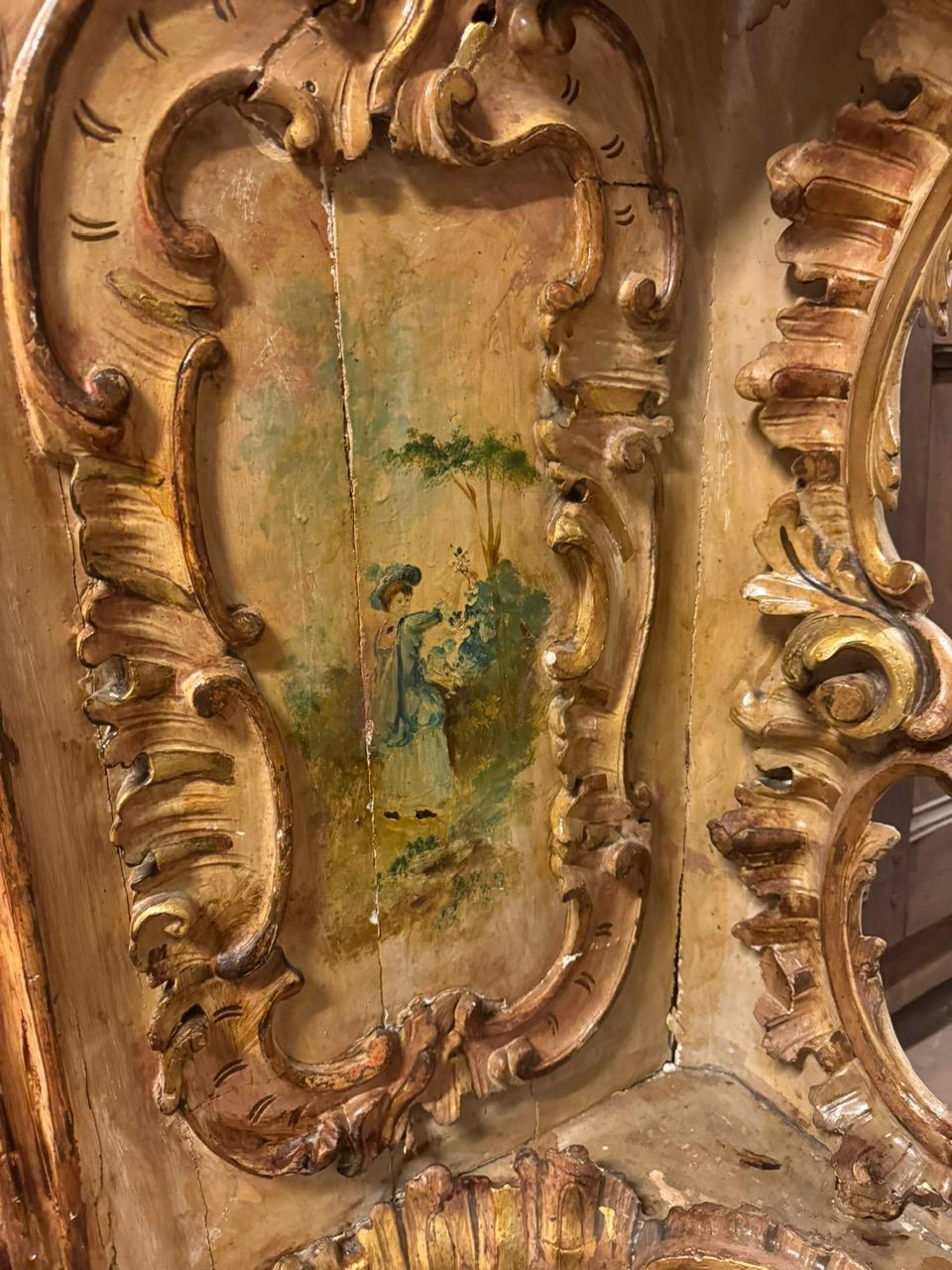20th Century Richly carved and painted sideboard credenzas, Italy For Sale
