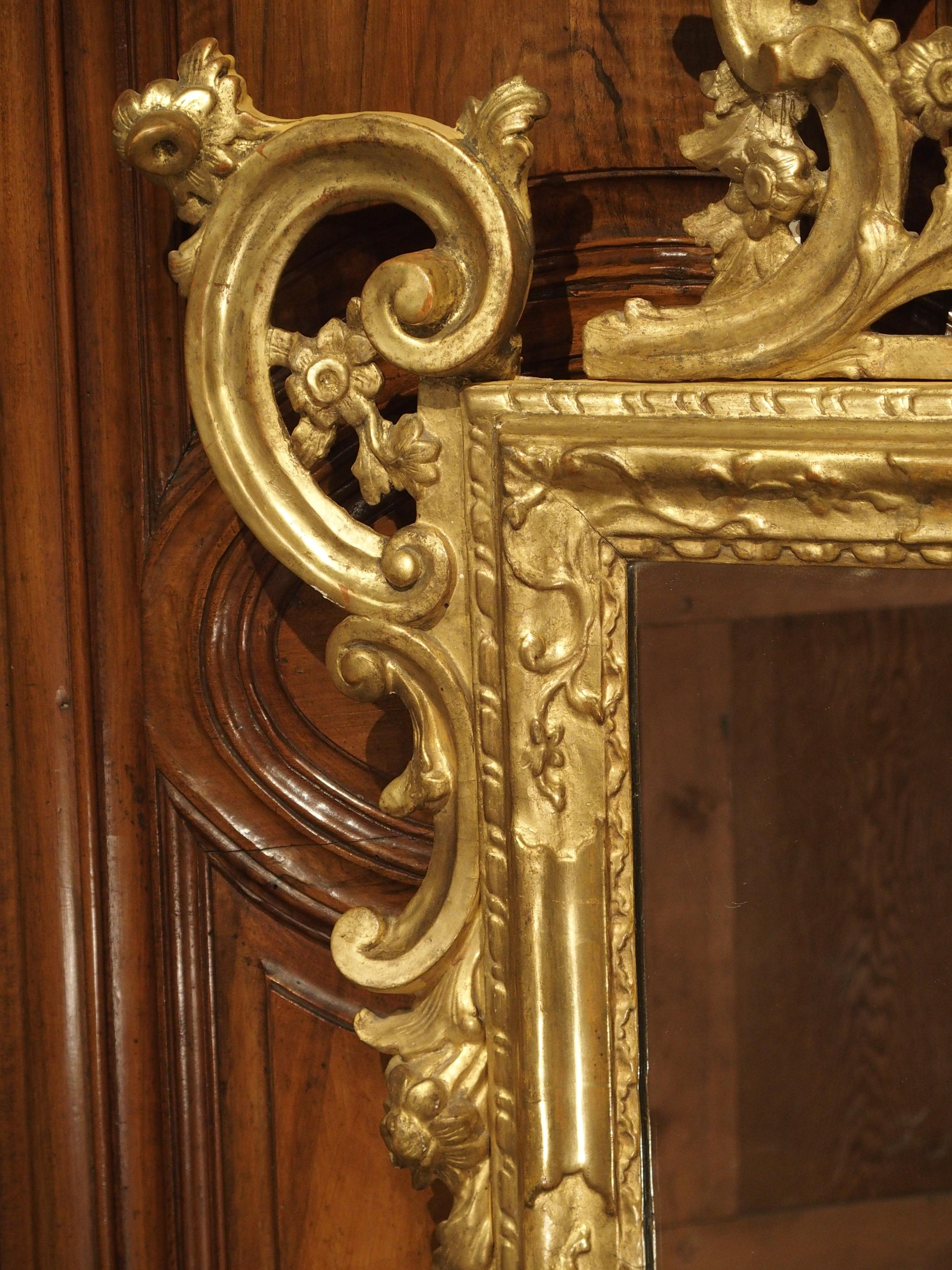 Hand-Carved Richly Carved Antique Venetian Giltwood Mirror, Circa 1850