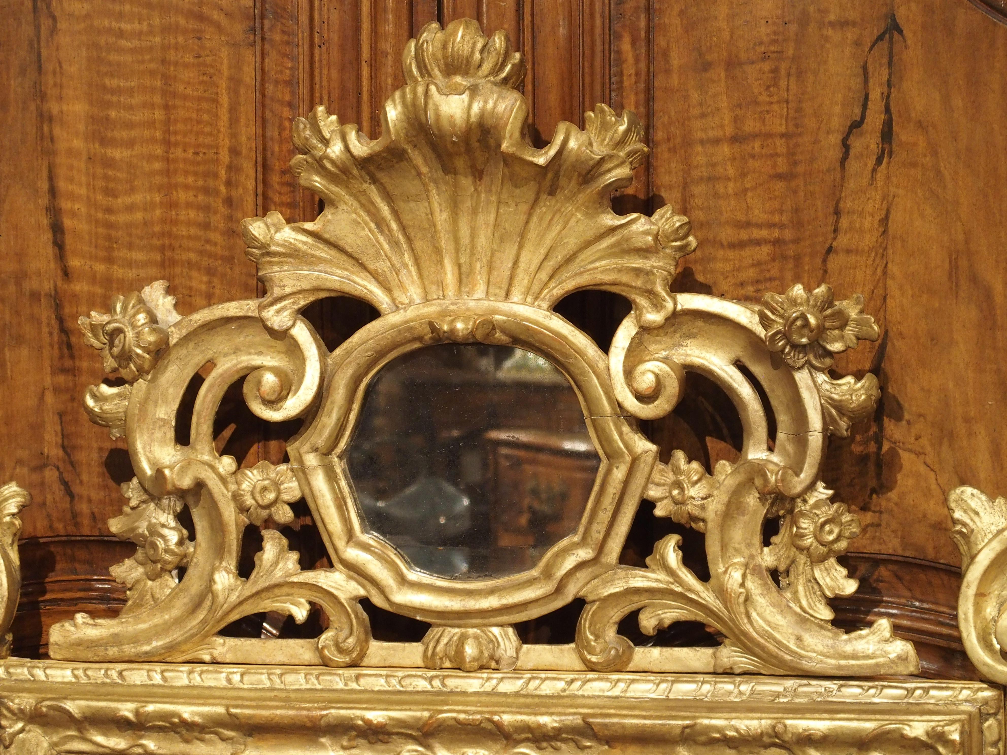 19th Century Richly Carved Antique Venetian Giltwood Mirror, Circa 1850