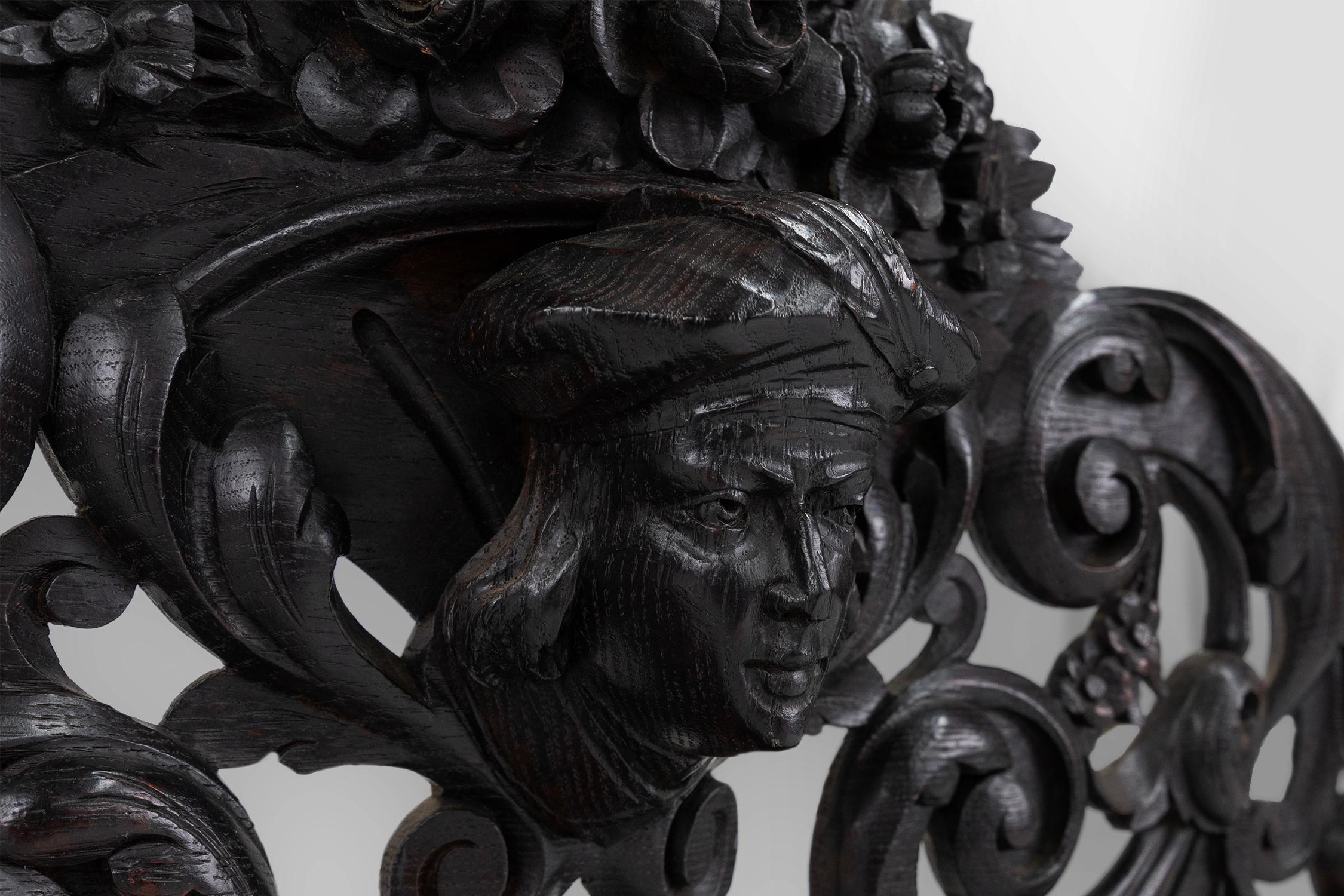 Etagère baroque en bois noir richement sculpté, France ca. 1850 en vente 1