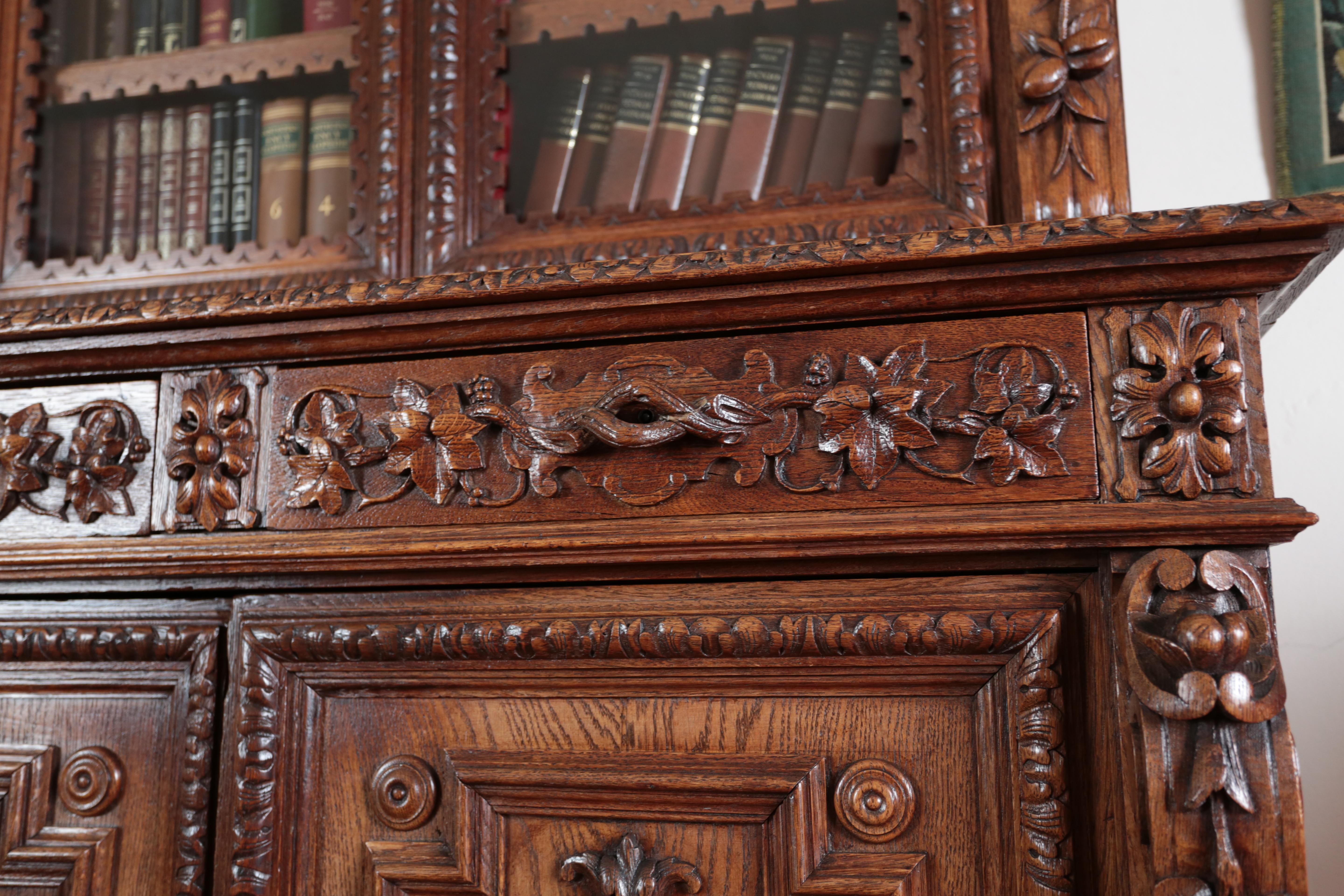 French Richly carved bookcase / sideboard. Neo-Renaissance
