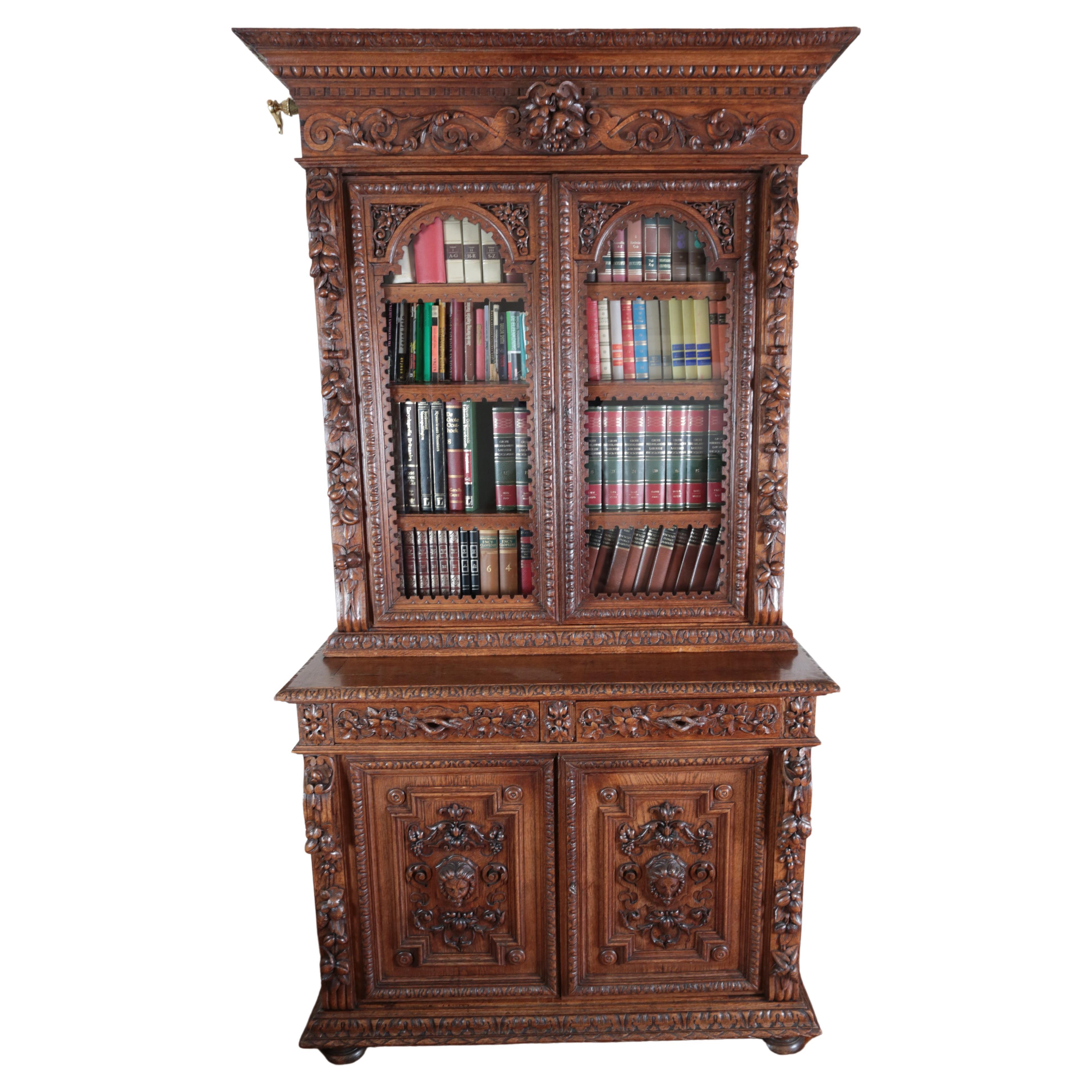 Richly carved bookcase / sideboard. Neo-Renaissance