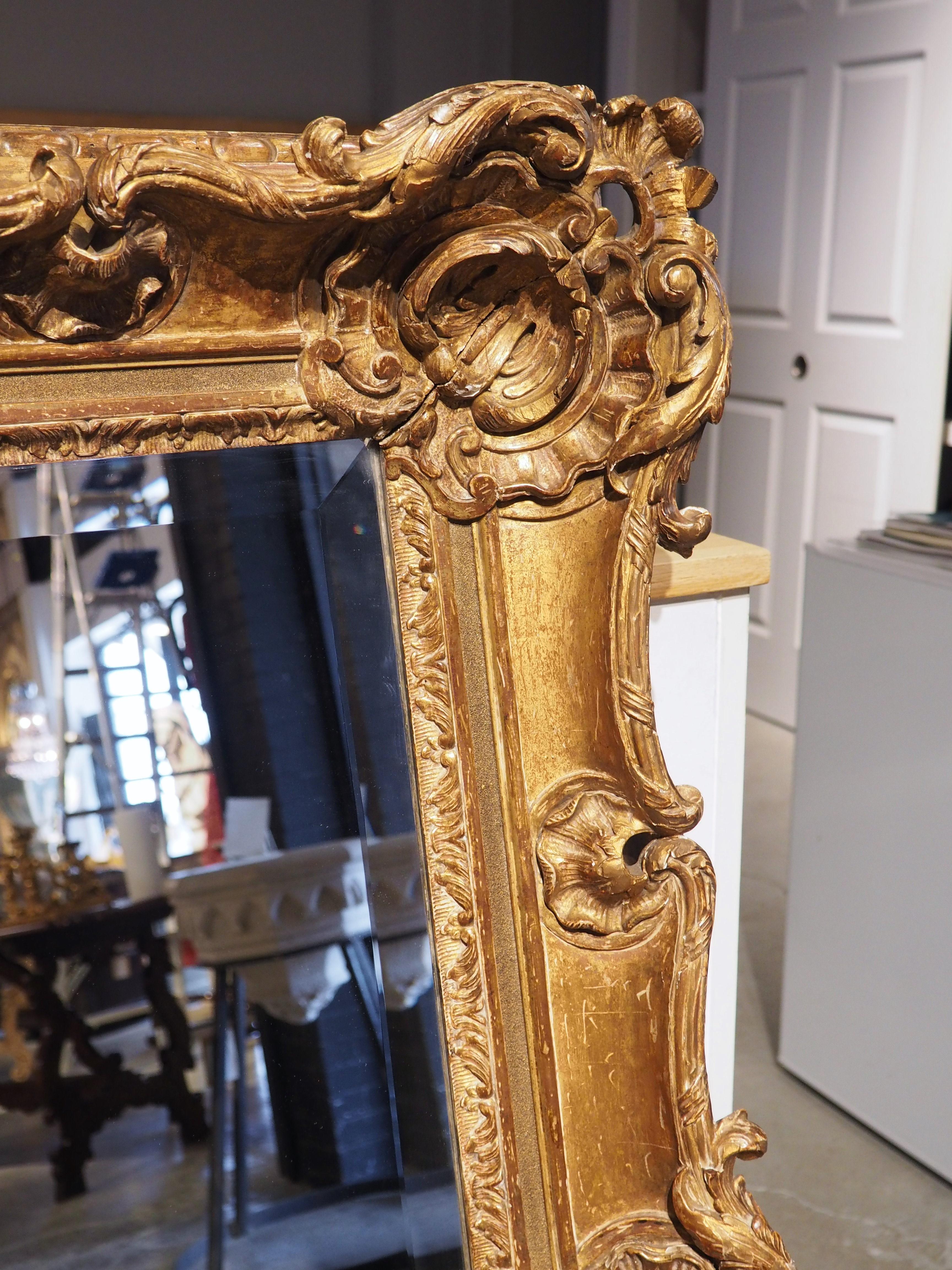 Richly Carved French Louis XV Giltwood Mirror 1