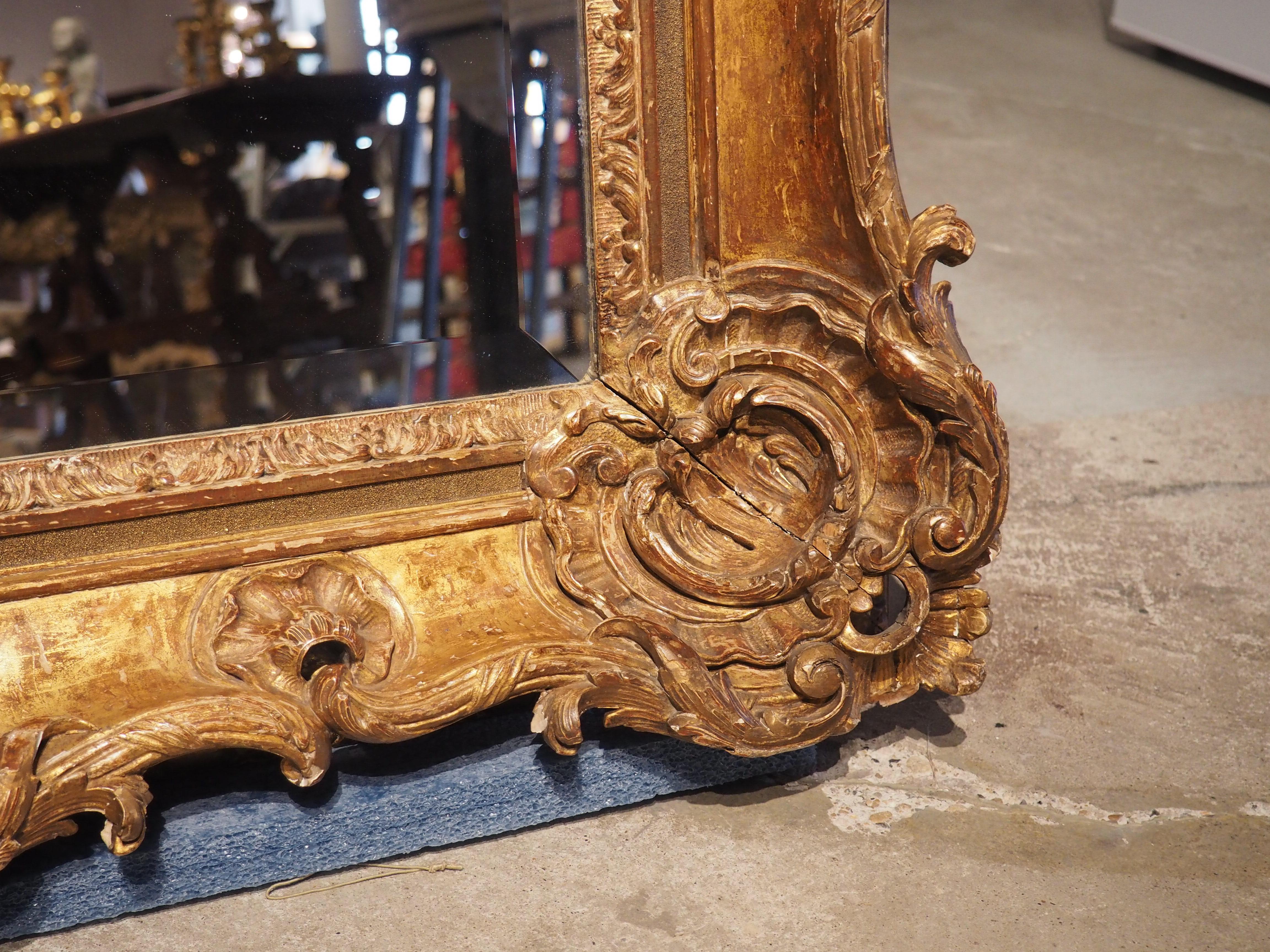 Richly Carved French Louis XV Giltwood Mirror 3