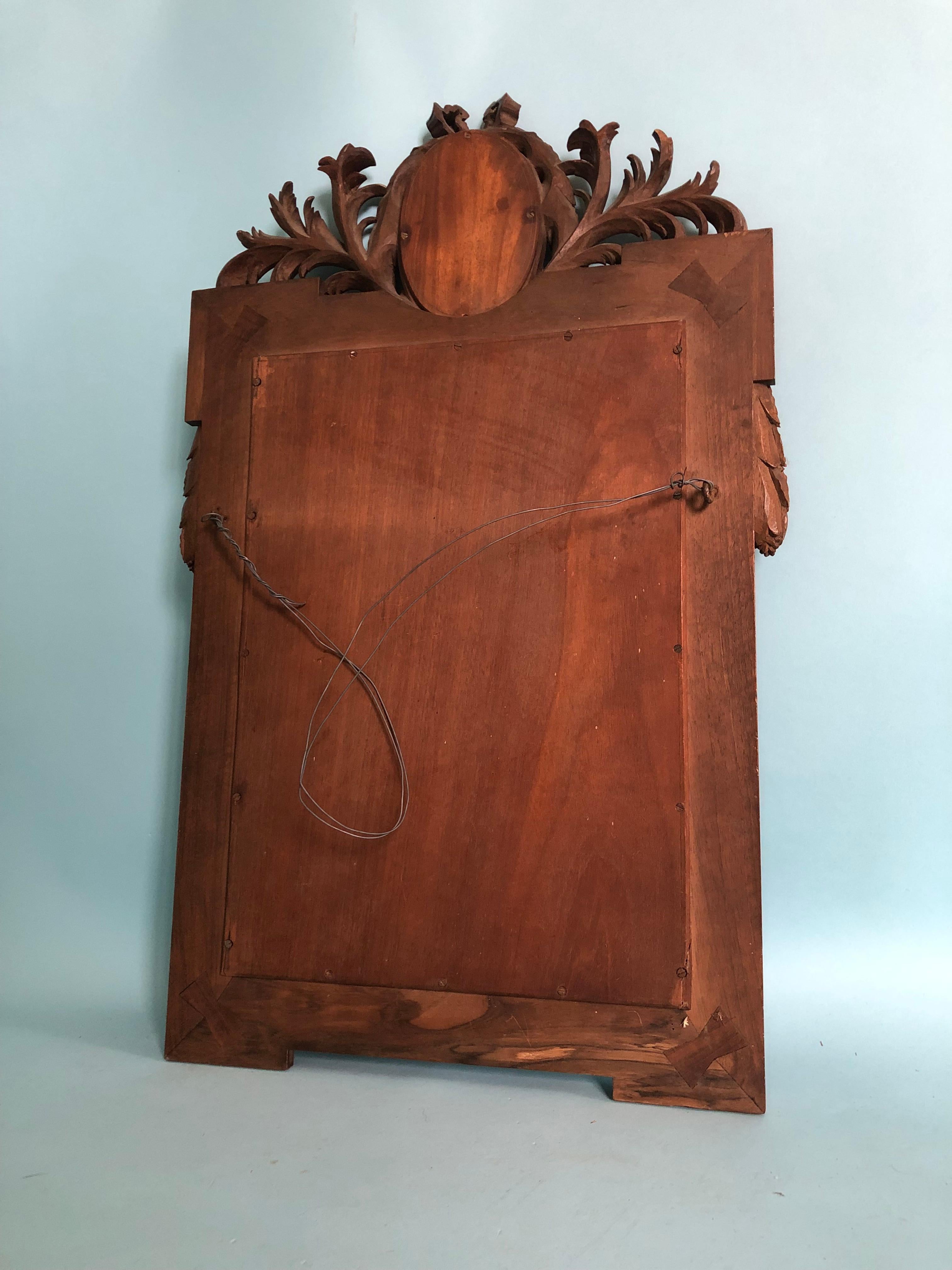 Richly Carved Mahogany Napoleon III Mirror Verre Eglomise Late 19th Century For Sale 2