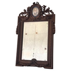 Miroir Napoléon III en acajou richement sculpté Verre Eglomise Fin du 19ème siècle