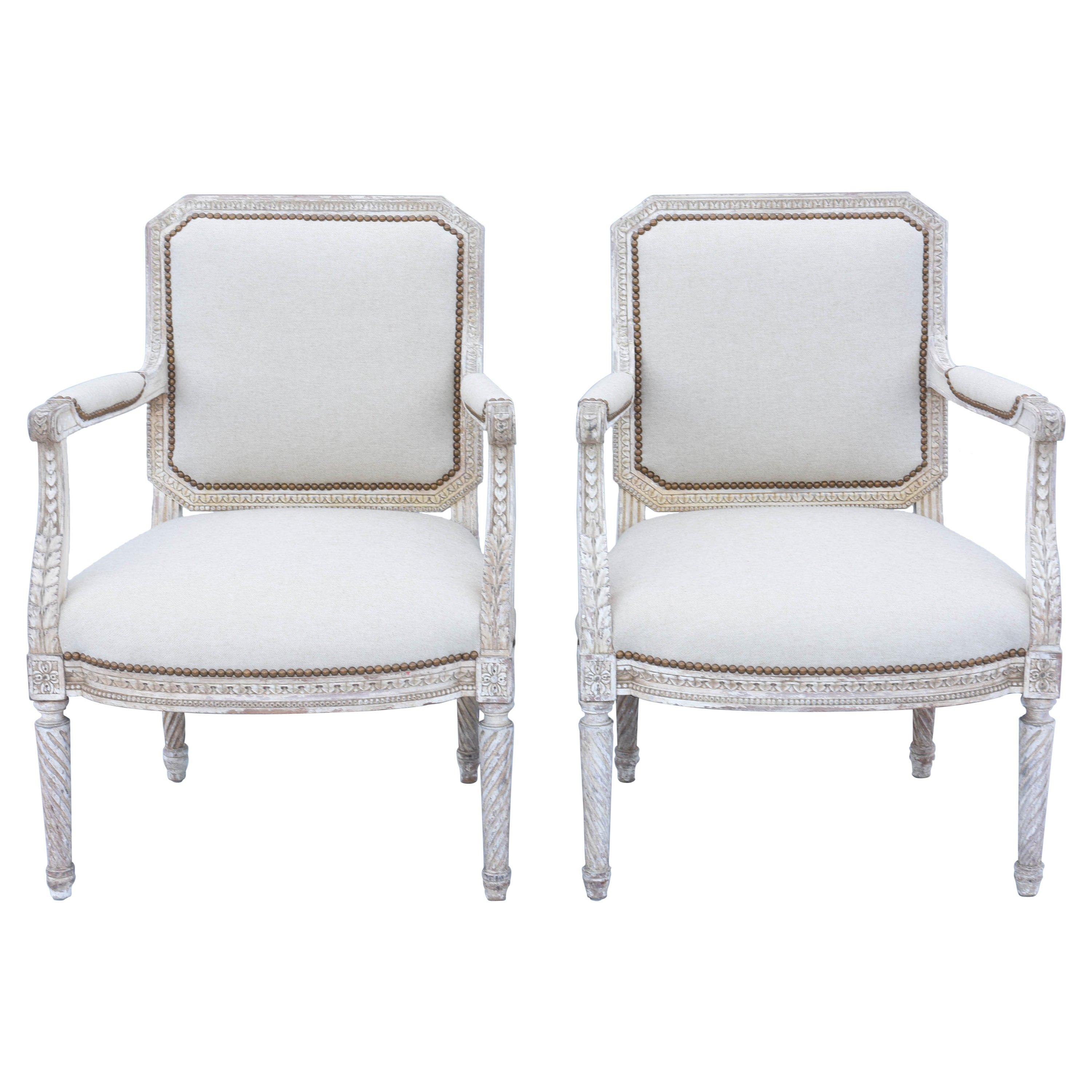 Richly Carved Pair of 19th Century French Fauteuils