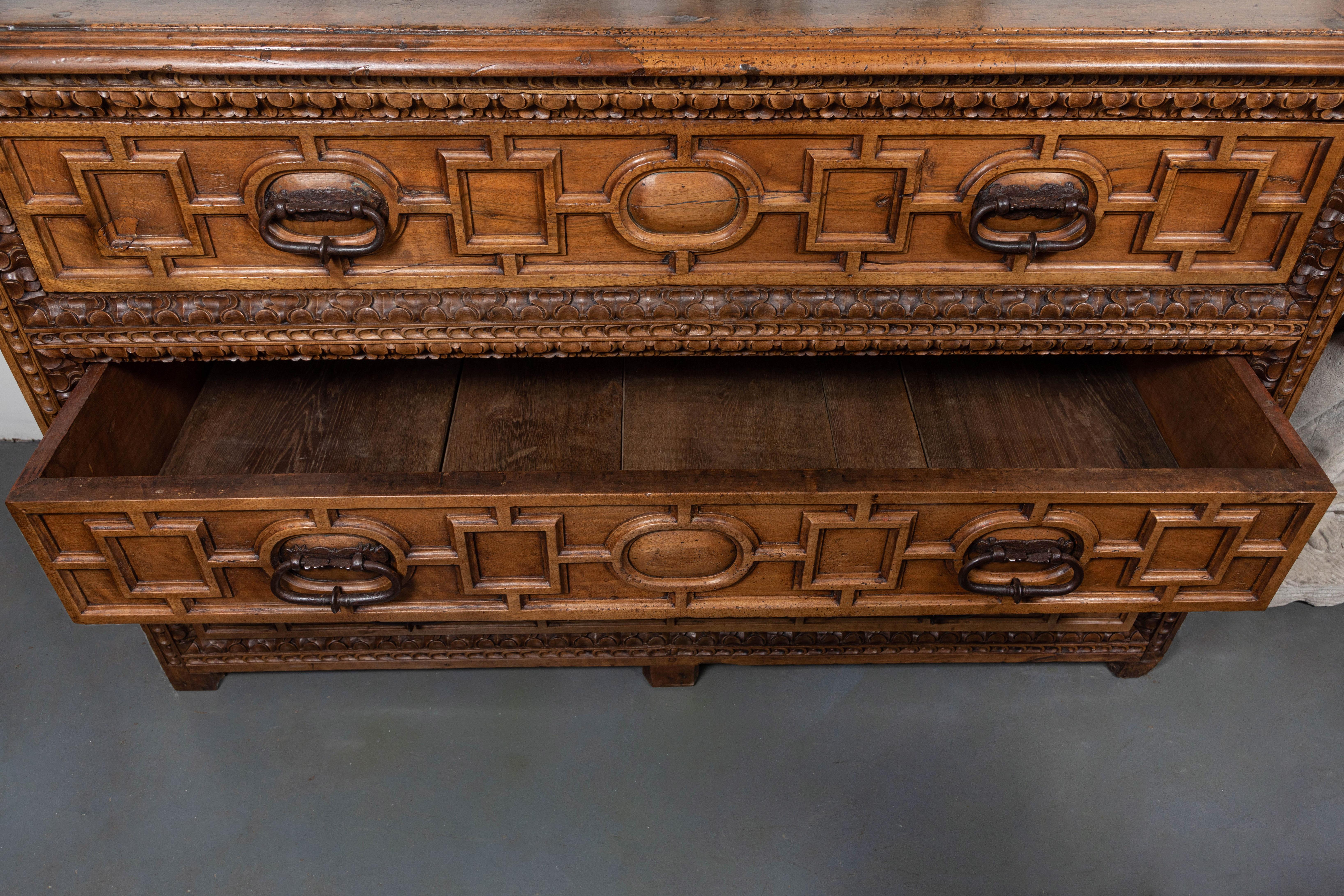Bleached Richly Carved, Period, Spanish Commode