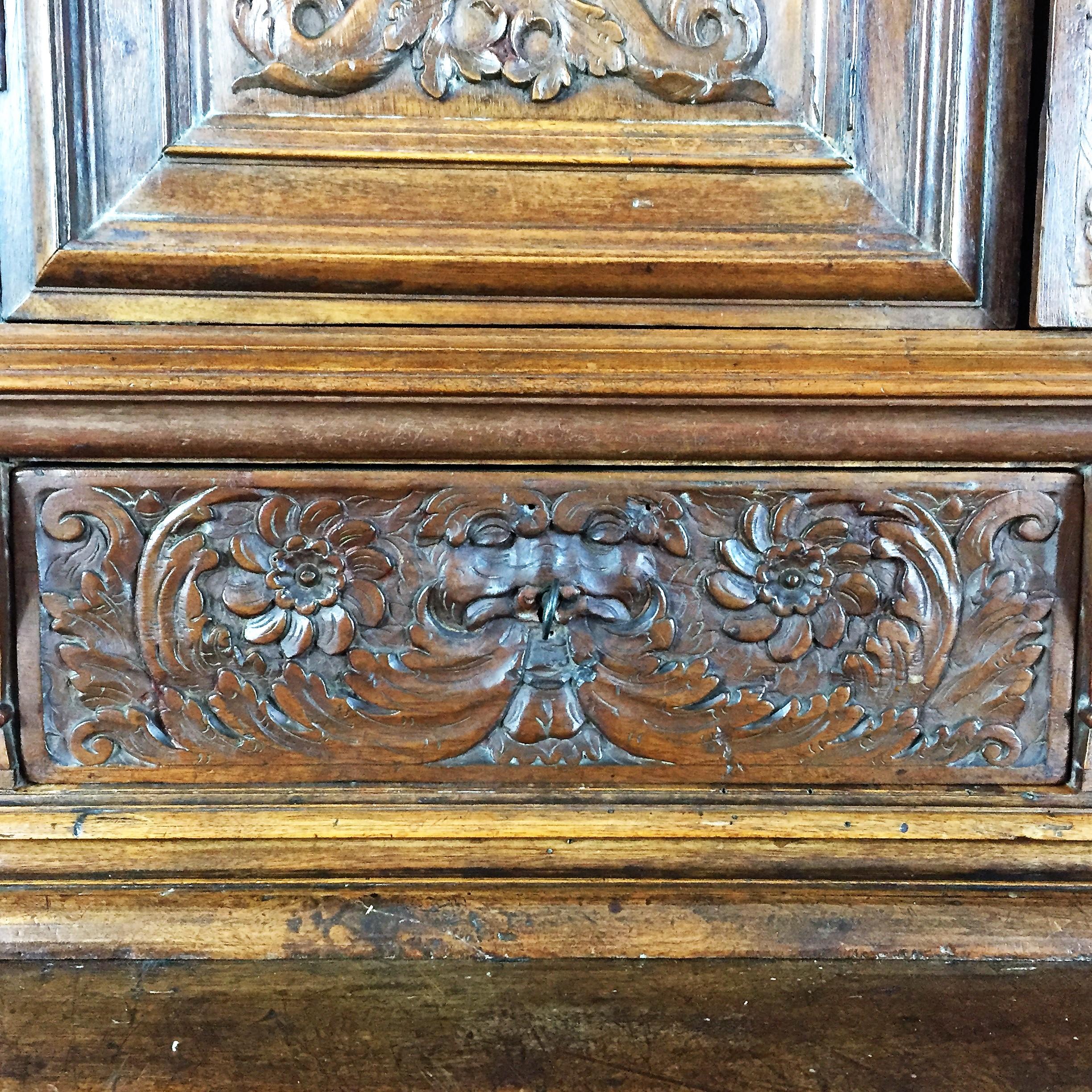 Hand-Carved French Richly Carved Sideboard Buffet - Renaissance- circa 1580 France For Sale
