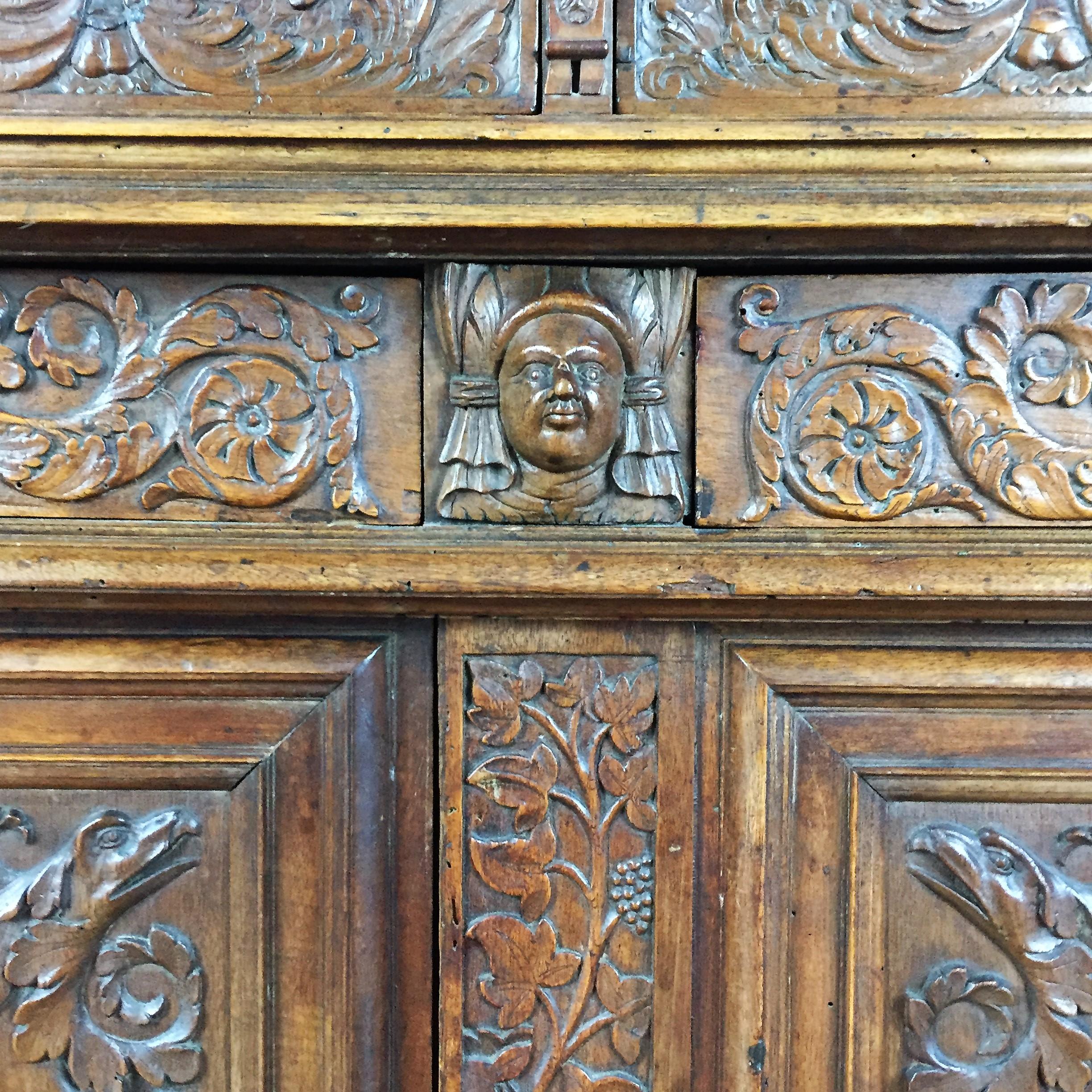 18th Century and Earlier French Richly Carved Sideboard Buffet - Renaissance- circa 1580 France For Sale