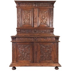 French Richly Carved Sideboard Buffet - Renaissance- circa 1580 France