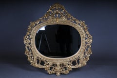 Richly Carved Royal Wall Mirror in Louis XV, Beech Wood