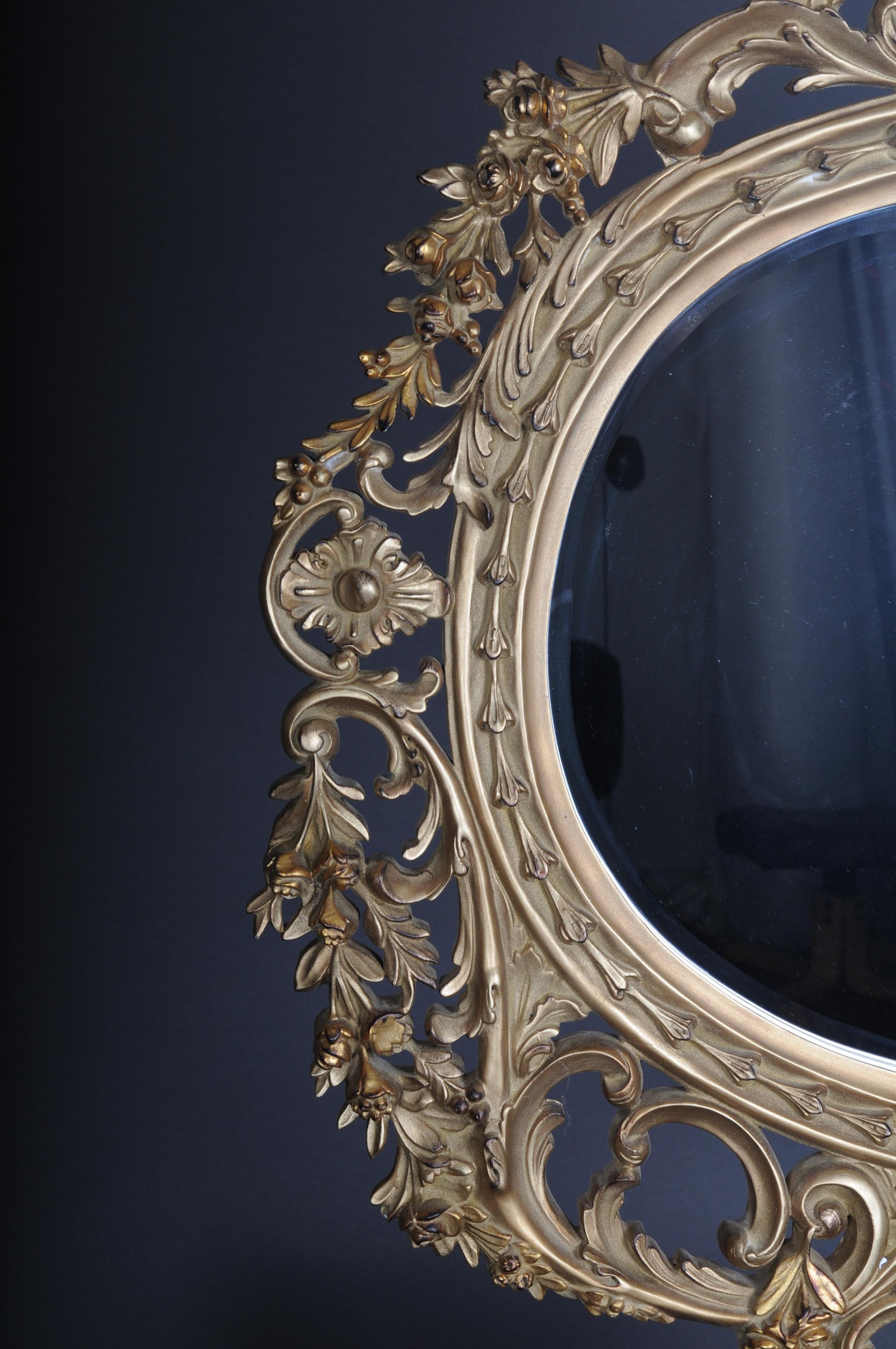 20th Century Richly Carved Royal Wall Mirror in Louis XV, Beech Wood For Sale