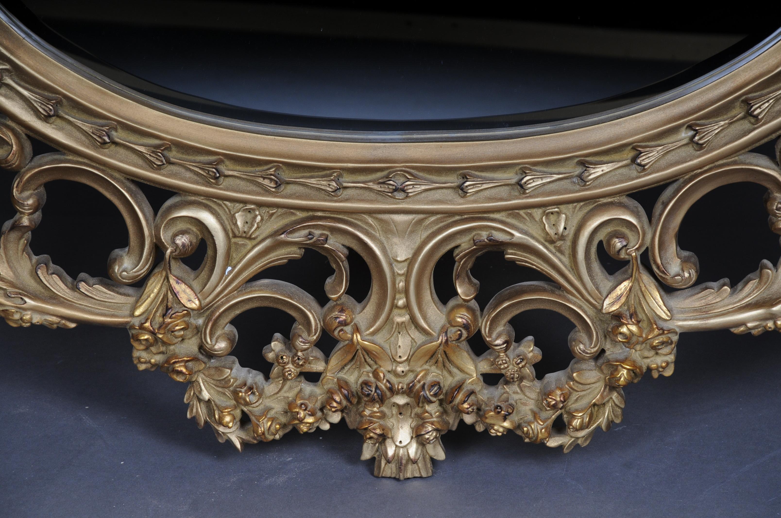 Richly Carved Royal Wall Mirror in Louis XV, Beech Wood For Sale 3