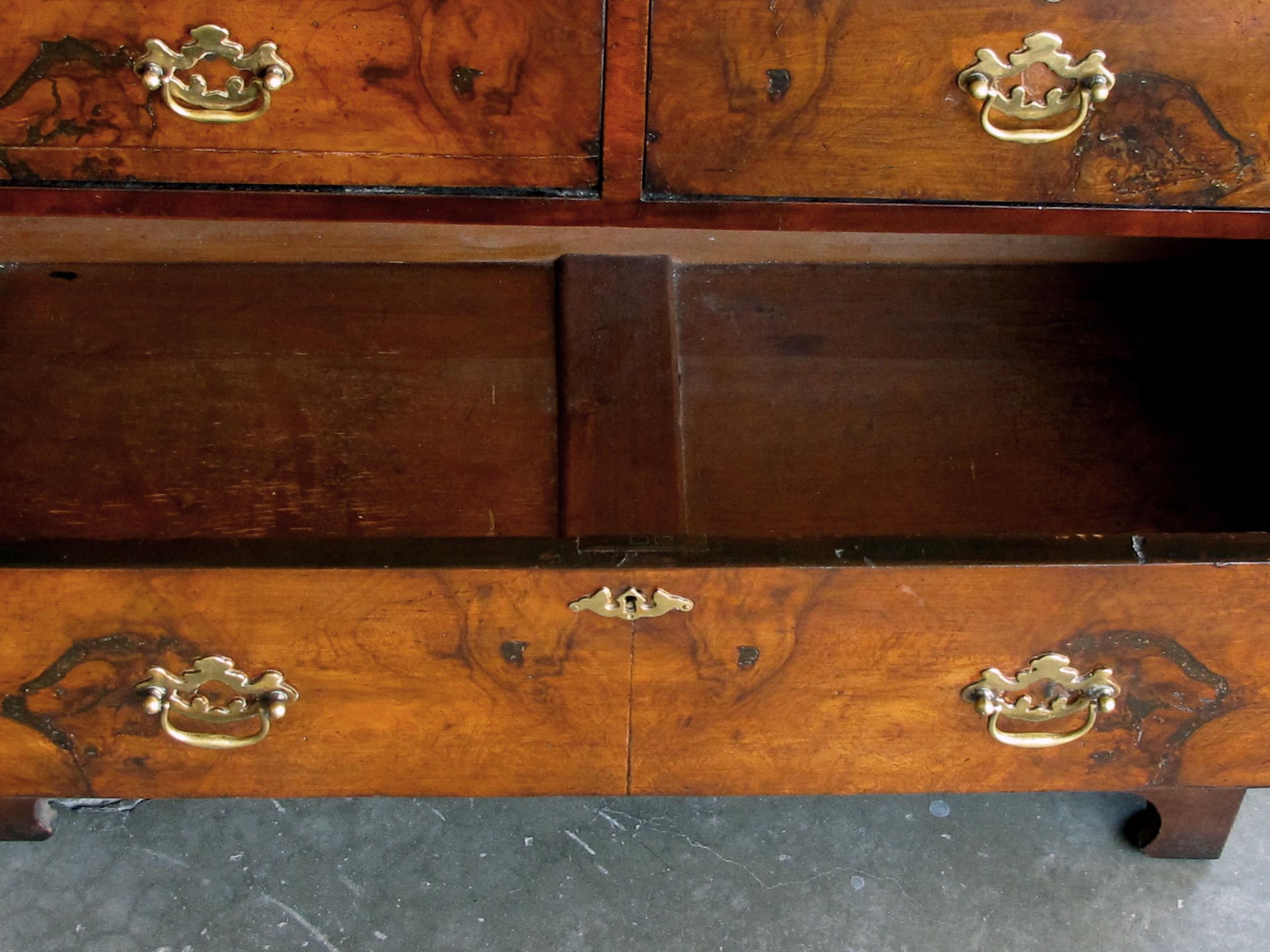 Late 19th Century Richly-Colored English George III Style Burl-Walnut Bachelors Chest