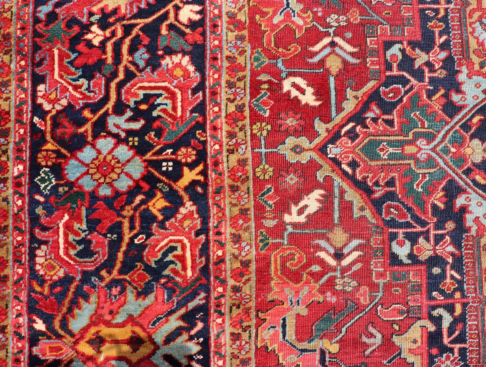 Richly Colored Large Antique Persian Heriz-Serapi Carpet with Geometric Design 7