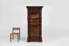 Richly decorated baroque style display case in oak, Belgium ca. 1950
