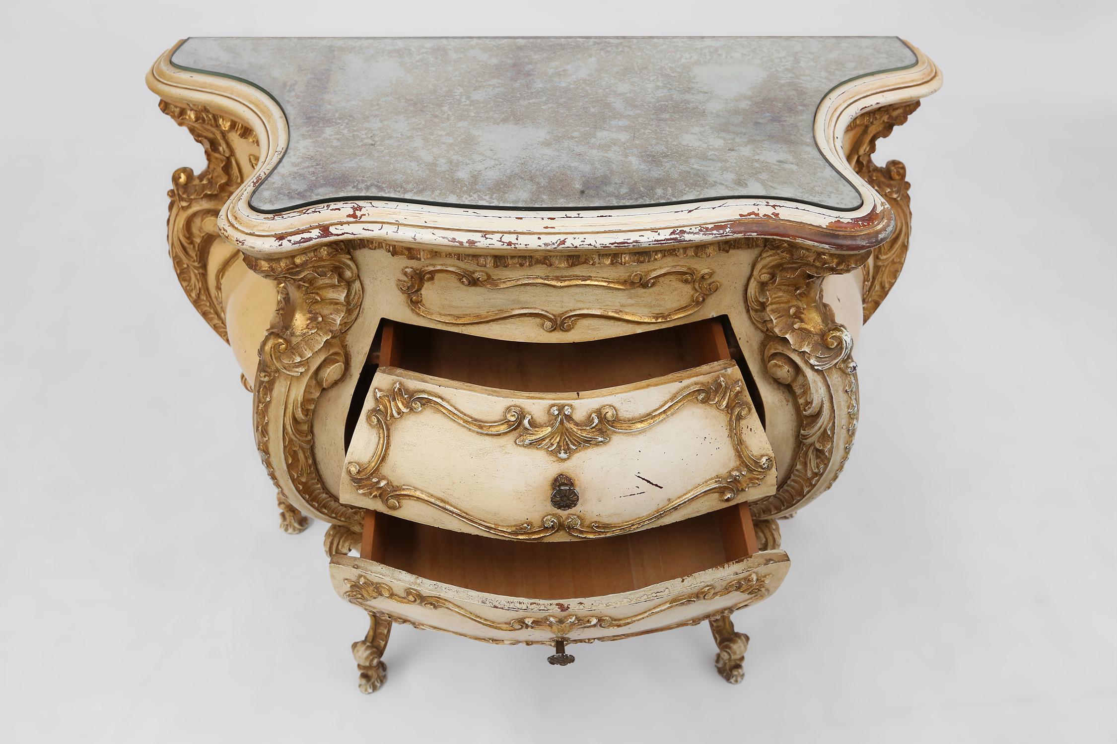 Richly decorated bombe commode in Rococo style, France ca. 1950 6