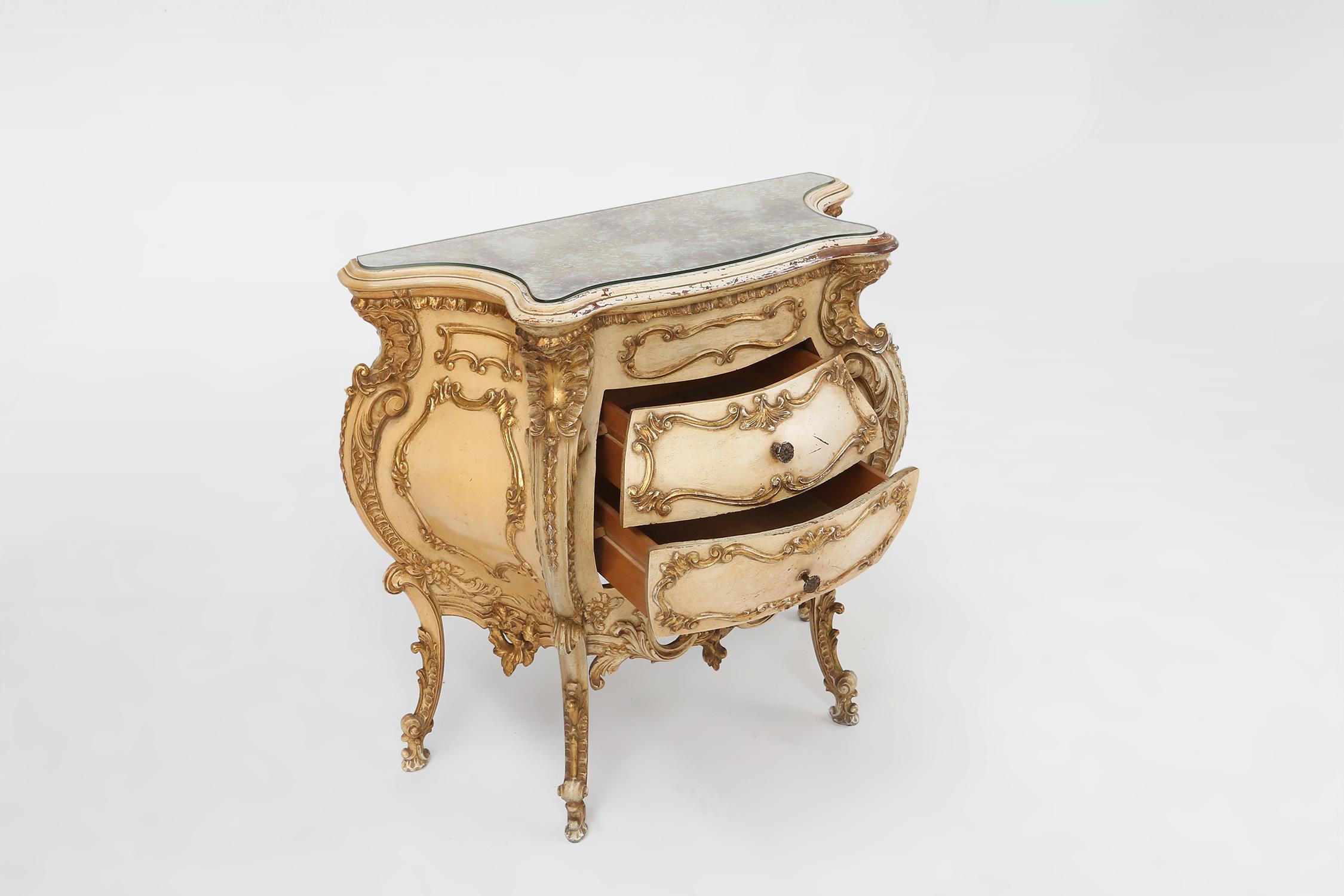Richly decorated bombe commode in Rococo style, France ca. 1950 7