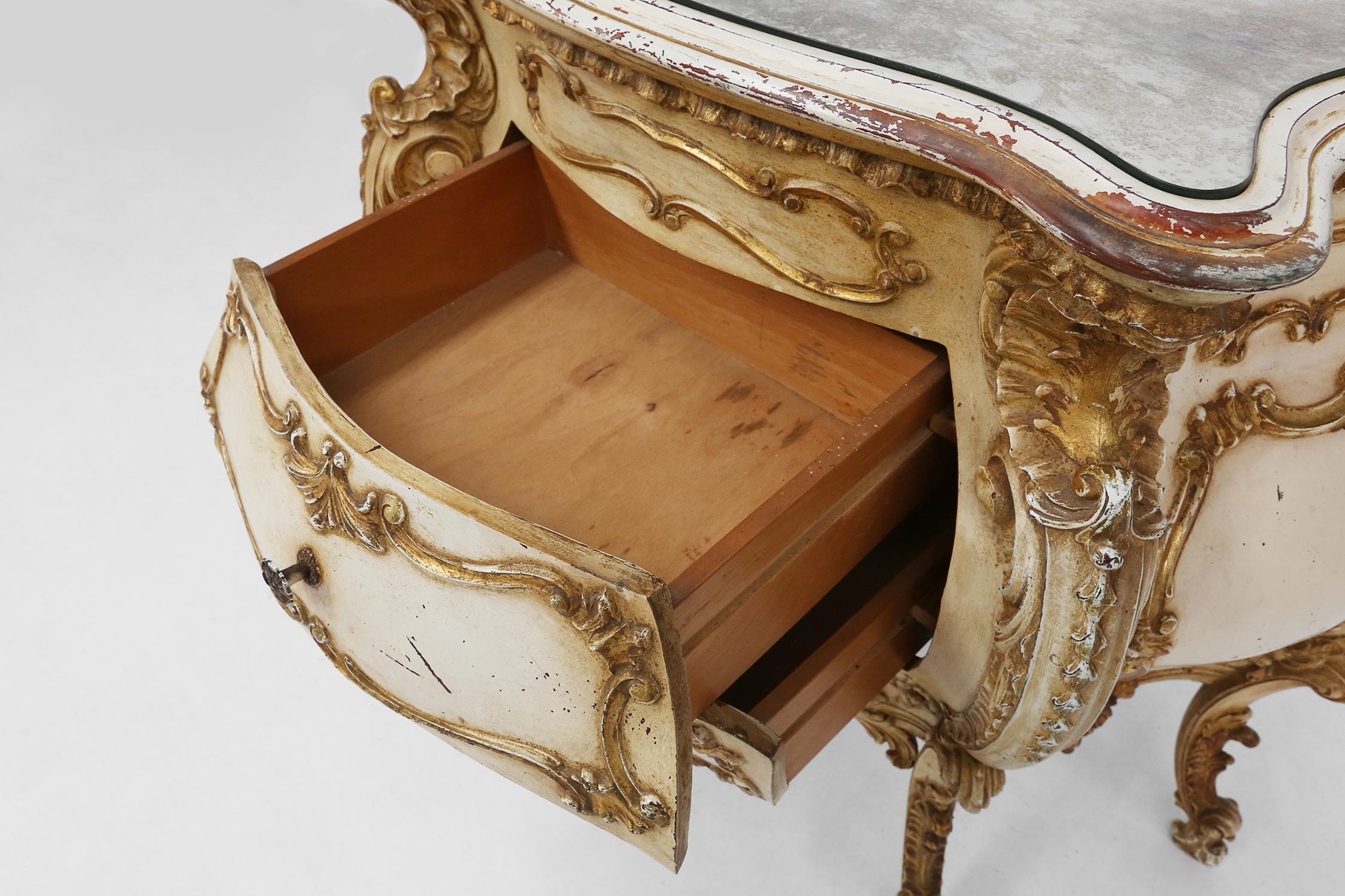 Richly decorated bombe commode in Rococo style, France ca. 1950 8