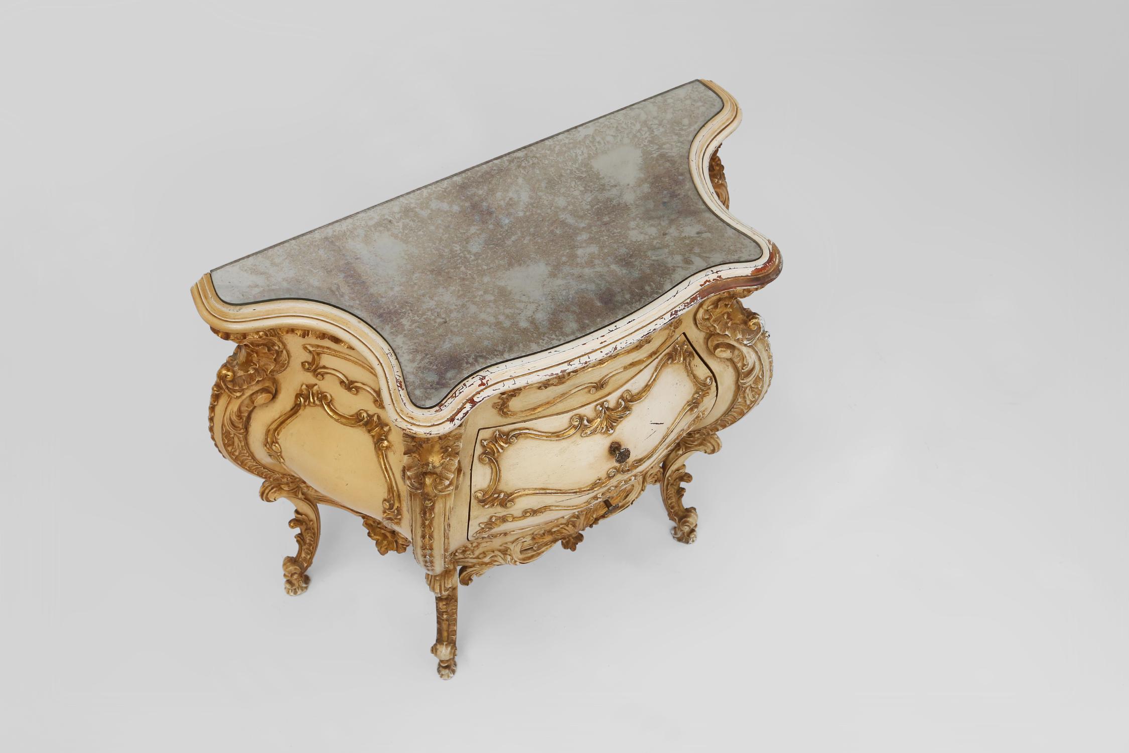 Richly decorated bombe commode in Rococo style, France ca. 1950 12