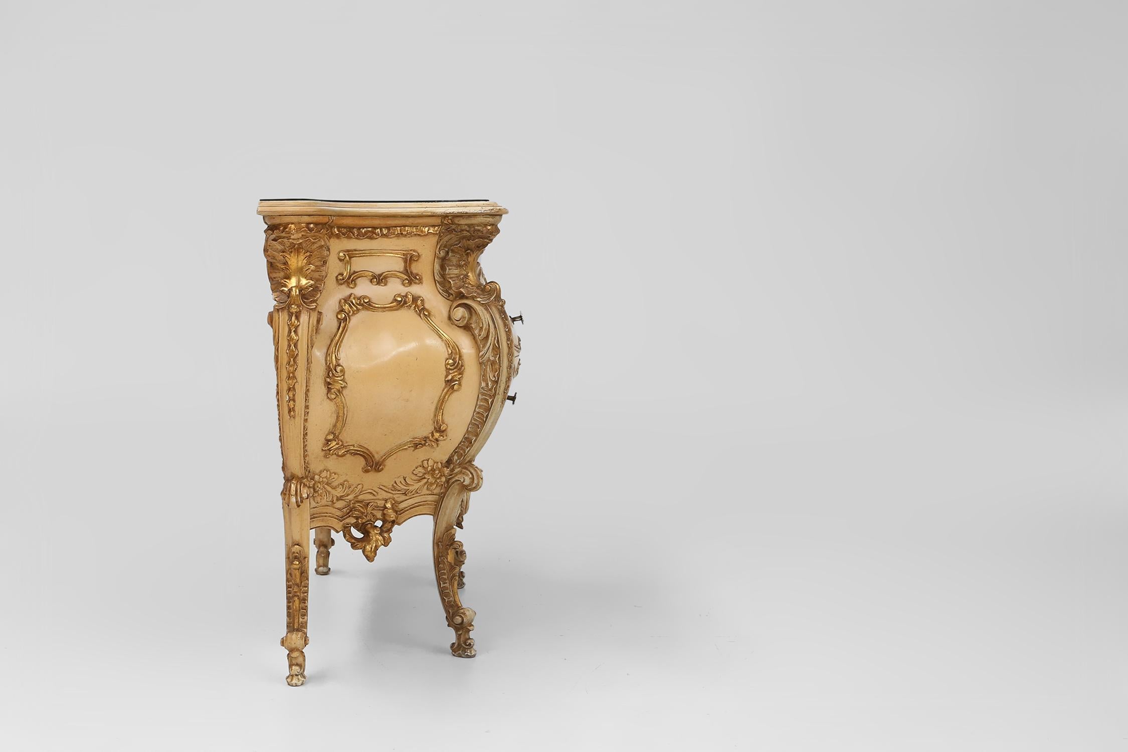 Richly decorated bombe commode in Rococo style, France ca. 1950 13