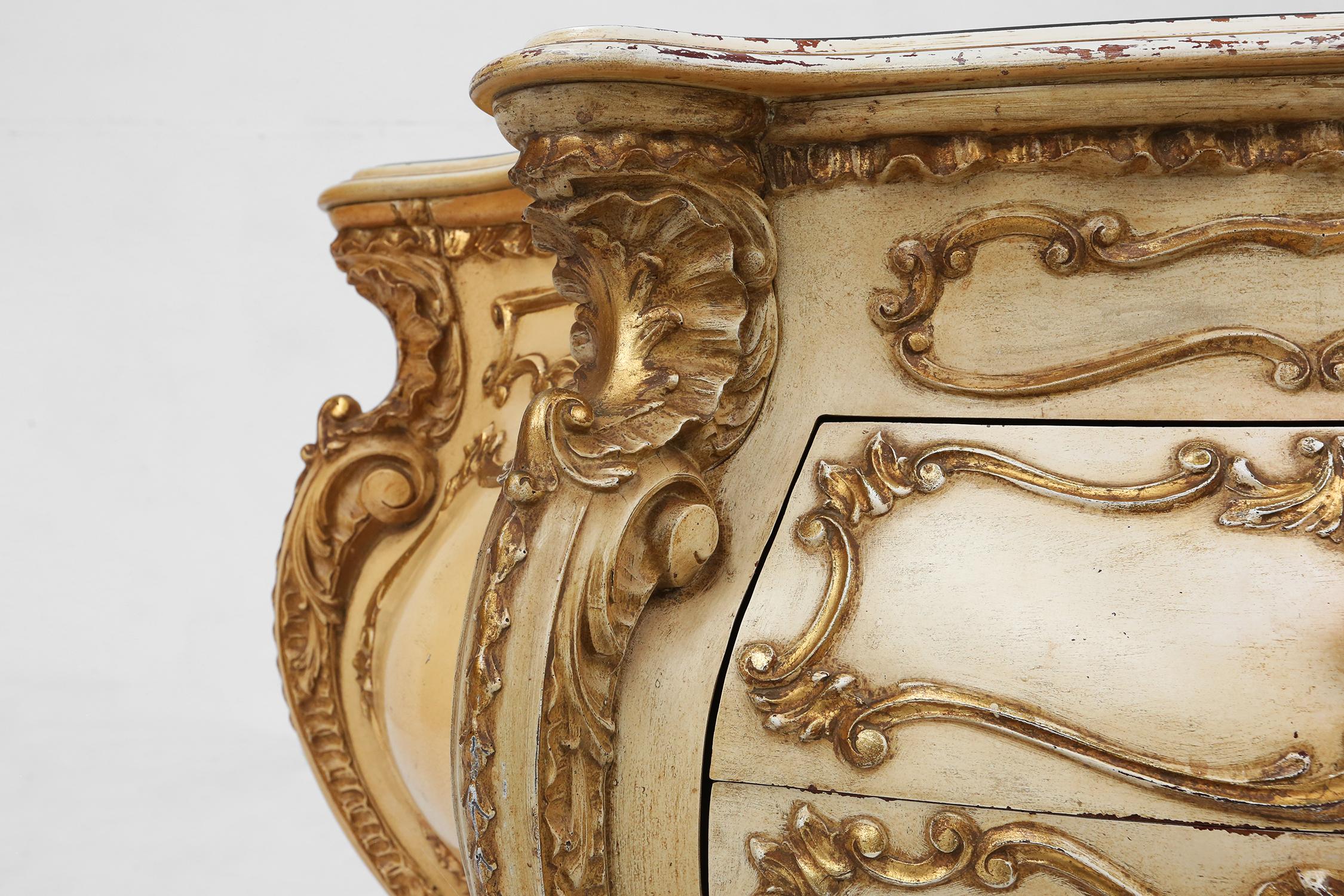 Mid-20th Century Richly decorated bombe commode in Rococo style, France ca. 1950