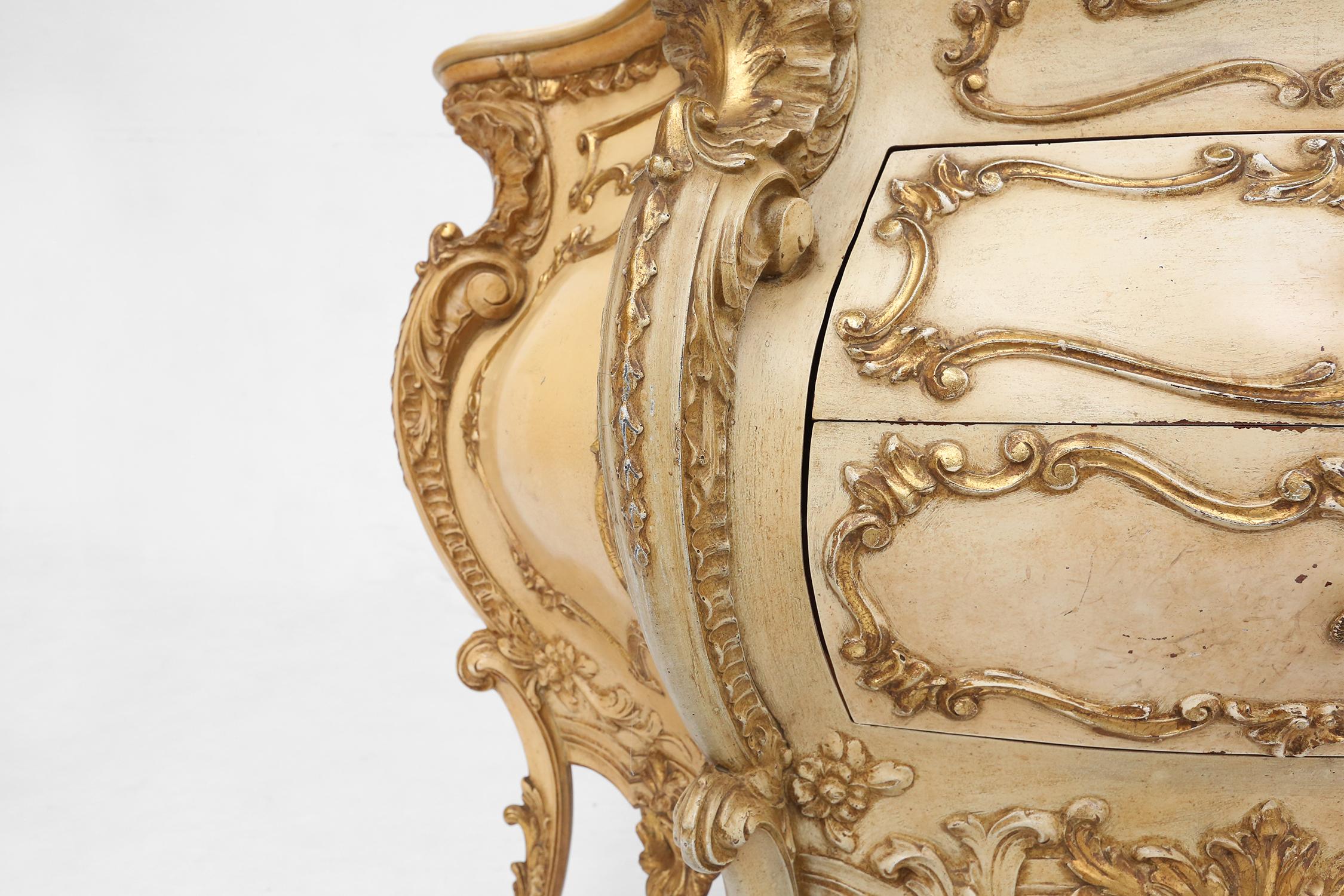 Richly decorated bombe commode in Rococo style, France ca. 1950 2