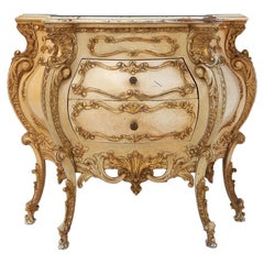 Richly decorated bombe commode in Rococo style, France ca. 1950