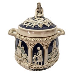 Richly decorated castle punch bowl, Marzi & Remy, dwarf bacchus 1930s, Germany