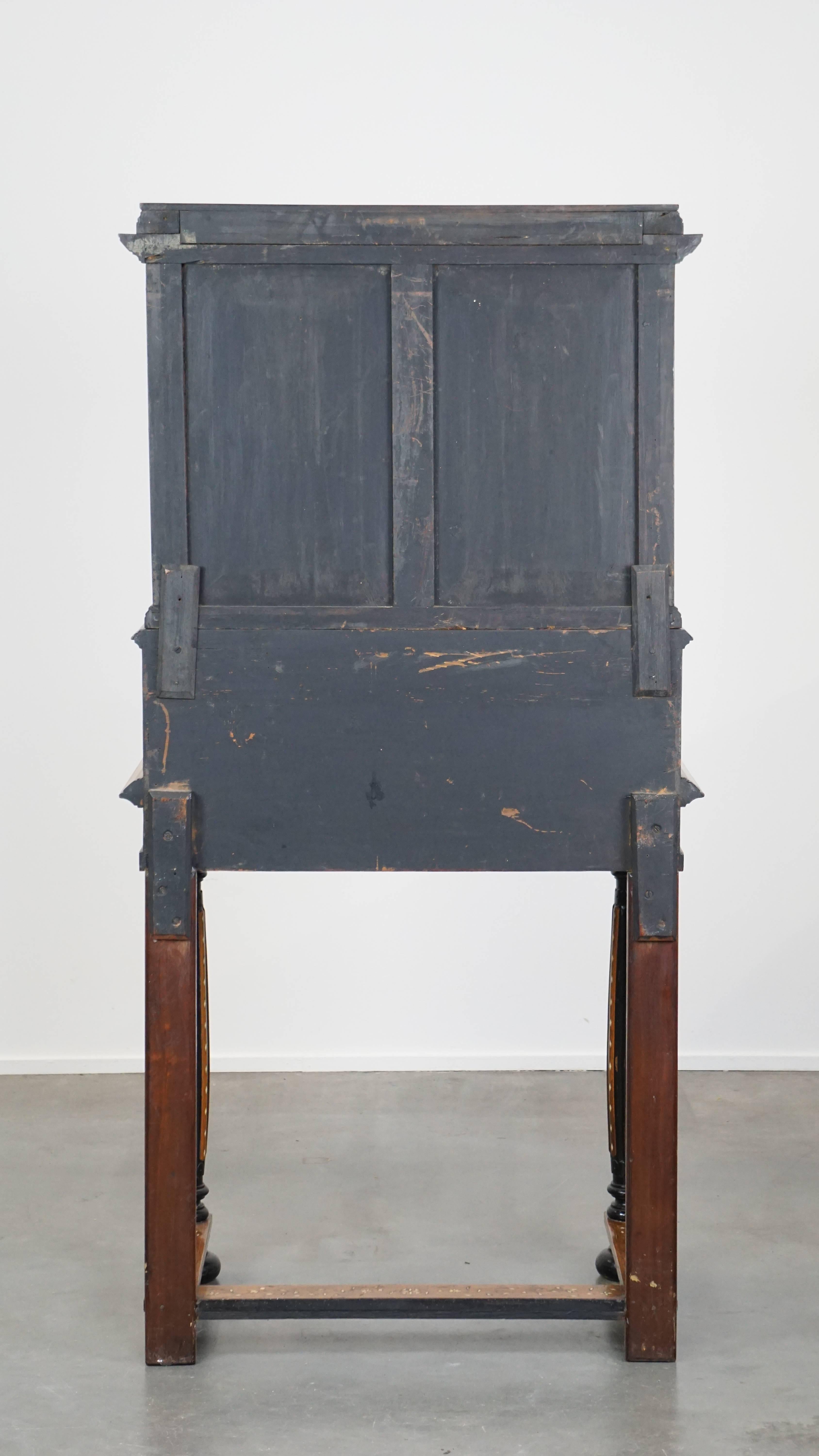 Hand-Crafted Richly decorated, inlaid antique Italian secretary in Moorish style, circa 1860 For Sale