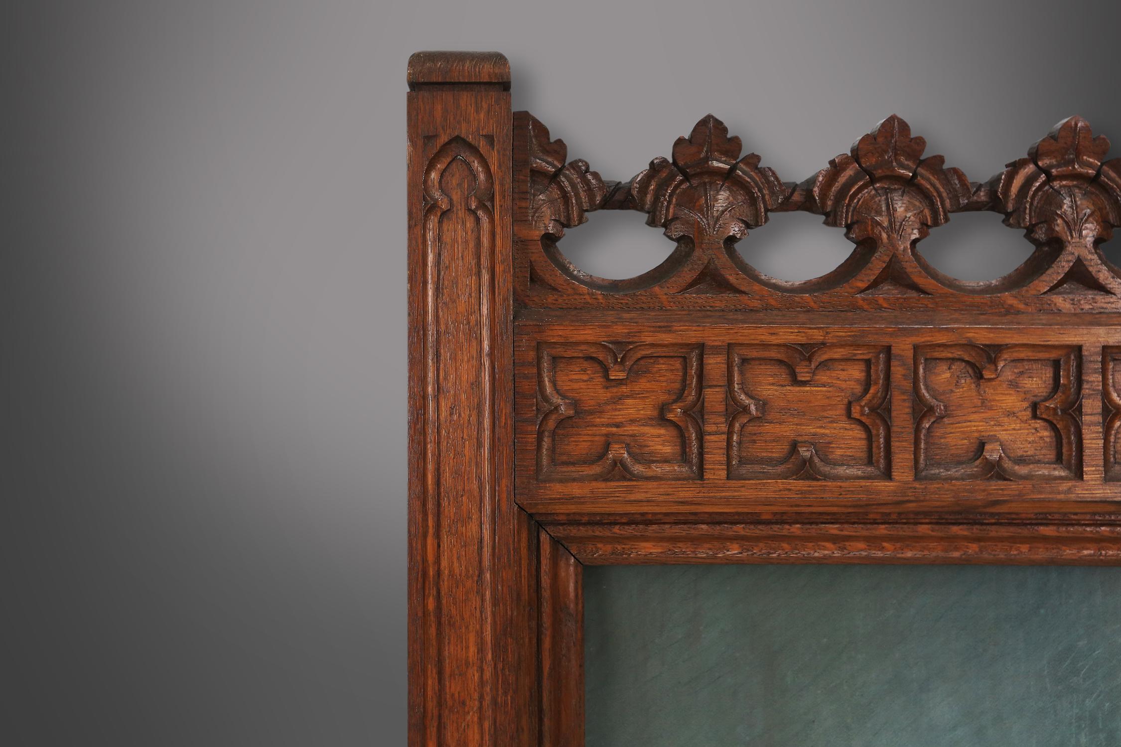 Richly decorated neo-gothic frame with colored photo of a school director, Belgi For Sale 3