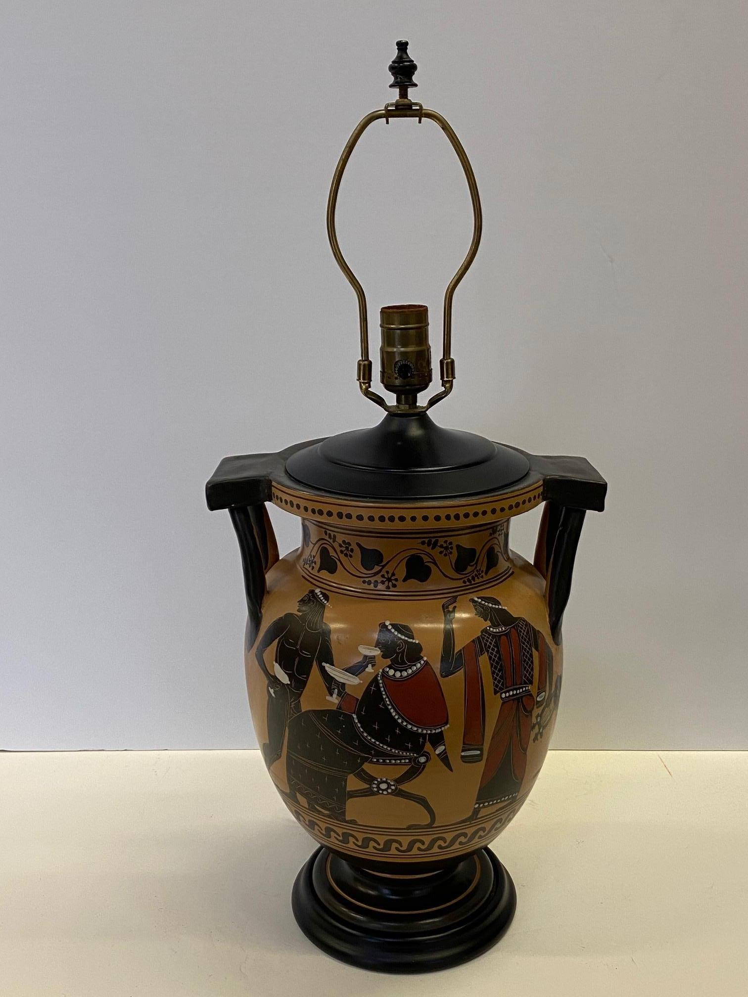 Ceramic Richly Elegant Classical Style Greek Vase Lamp For Sale