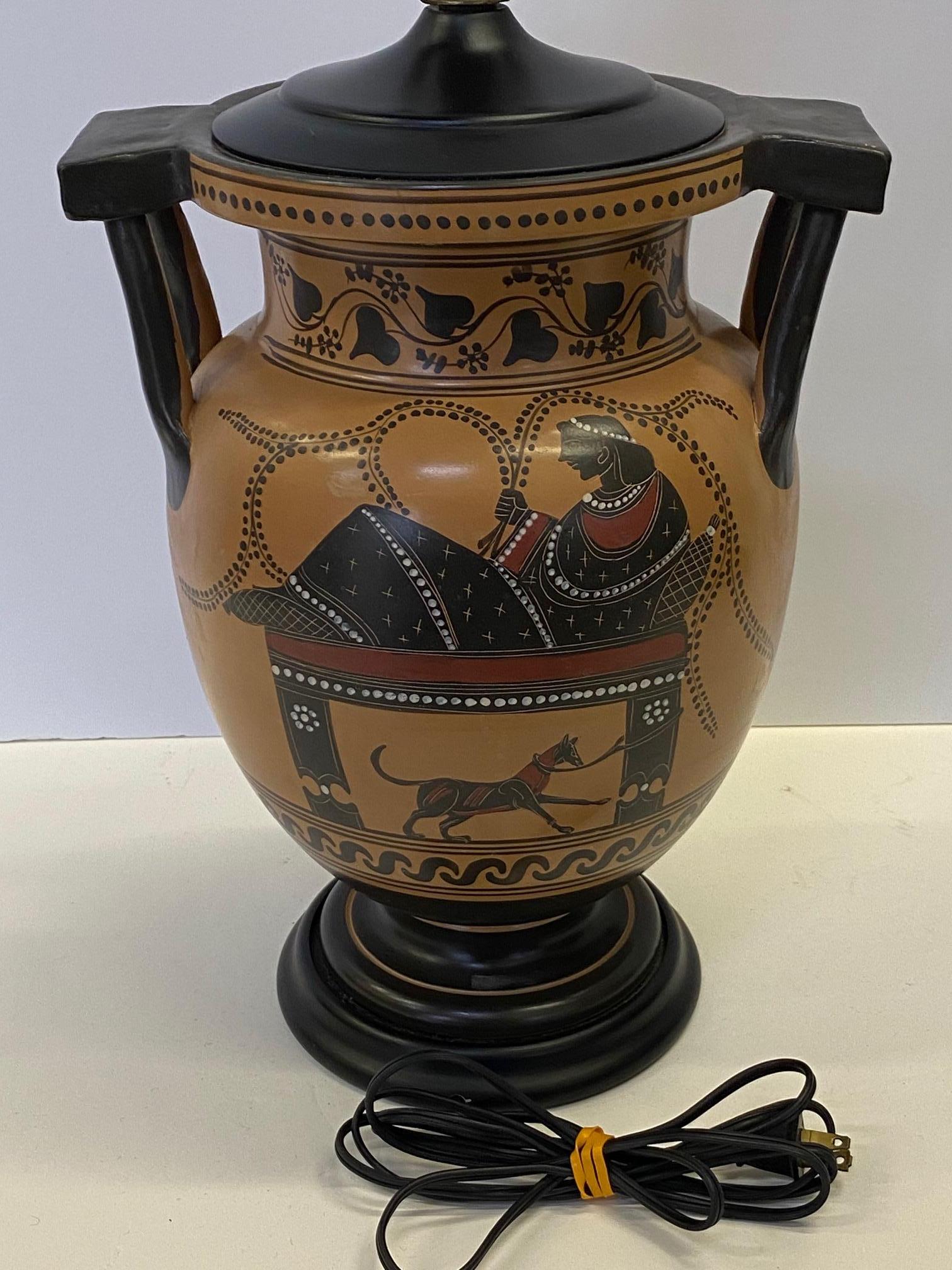 Greco Roman Richly Elegant Classical Style Greek Vase Lamp For Sale