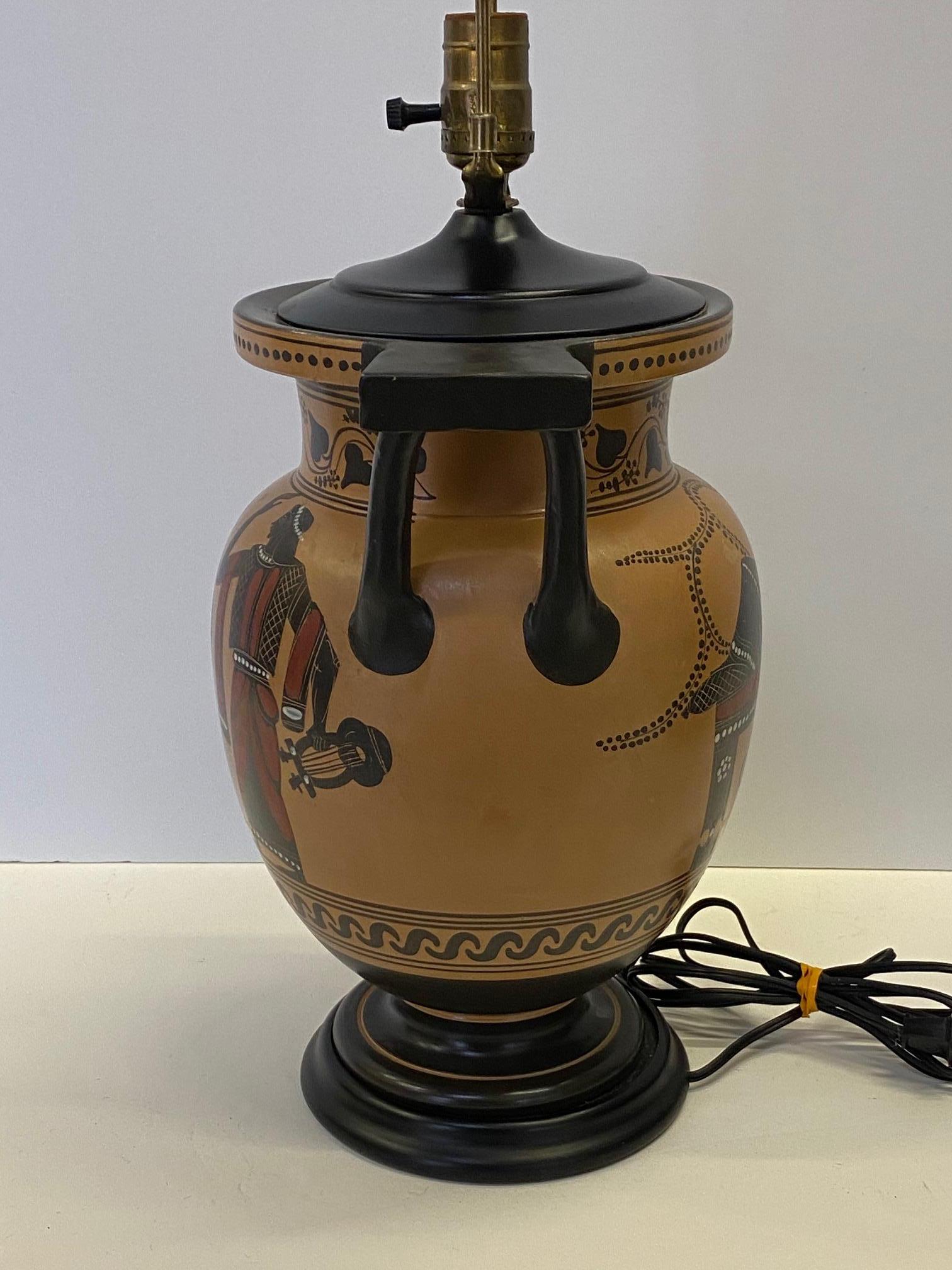 Mid-20th Century Richly Elegant Classical Style Greek Vase Lamp For Sale