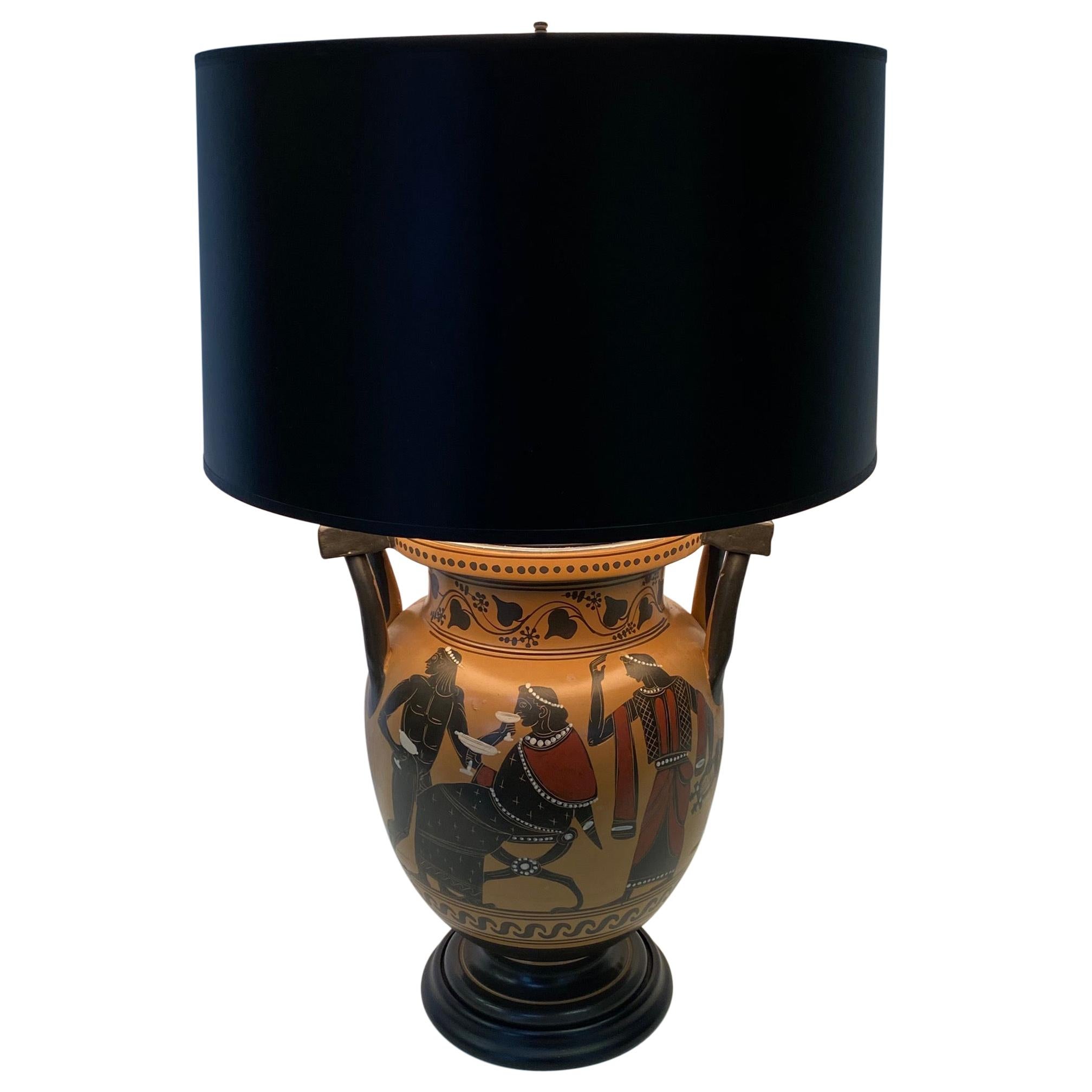 Richly Elegant Classical Style Greek Vase Lamp For Sale